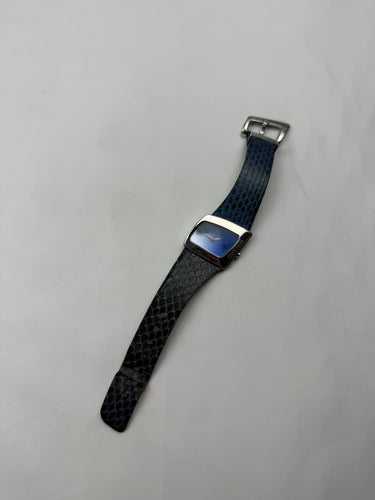 Vintage leather silver & blue  jewelry watch