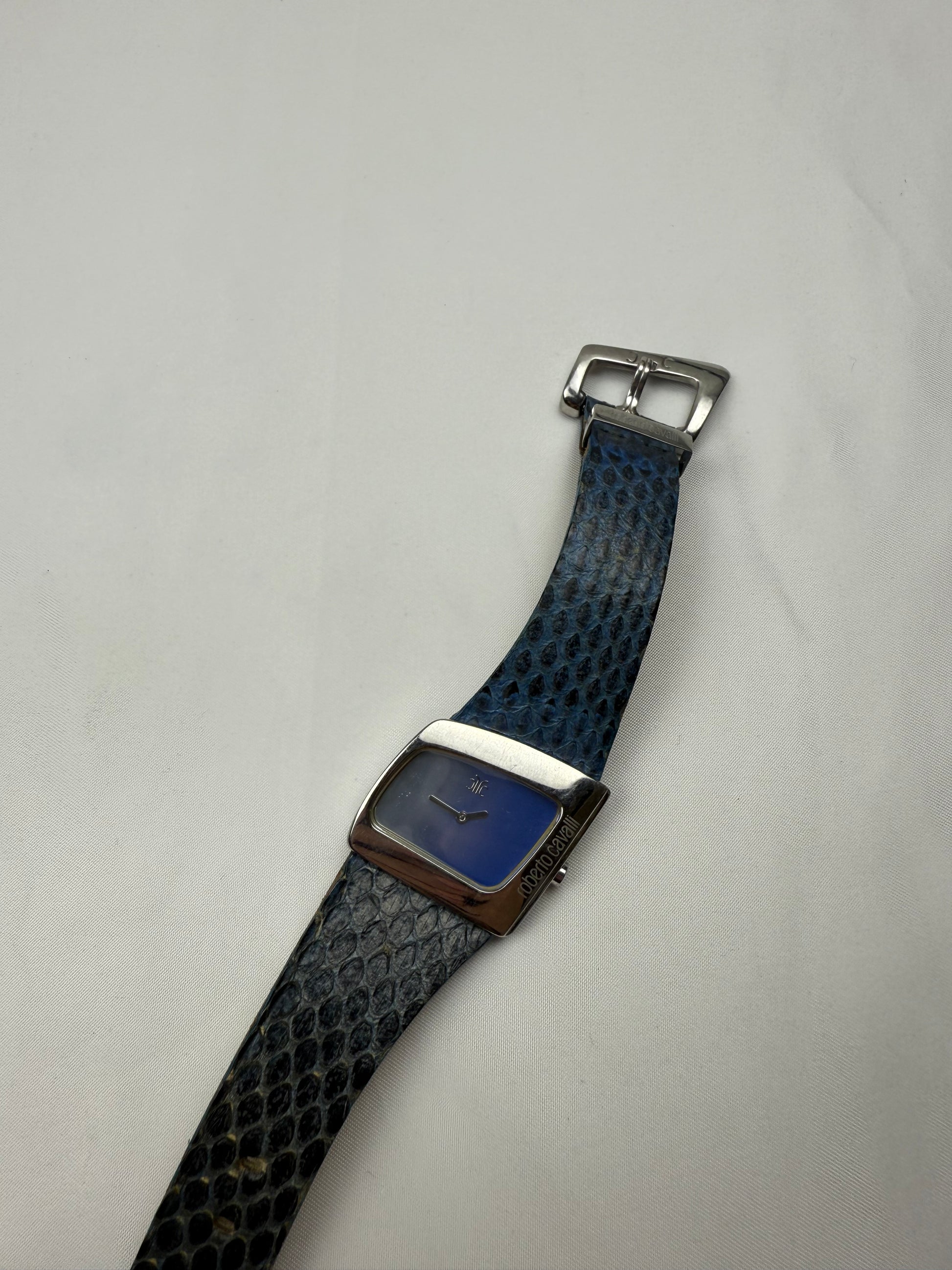 Vintage leather silver & blue  jewelry watch