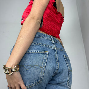 Red silk effect 90s y2k vintage corset top