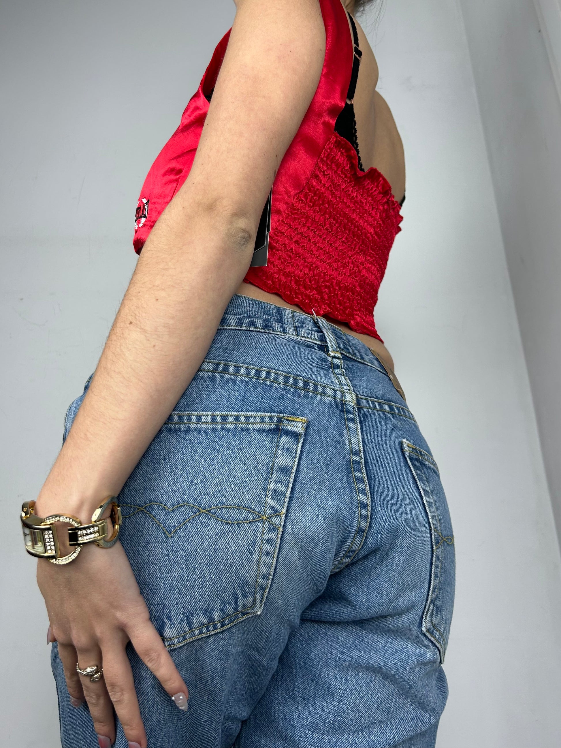 Red silk effect 90s y2k vintage corset top