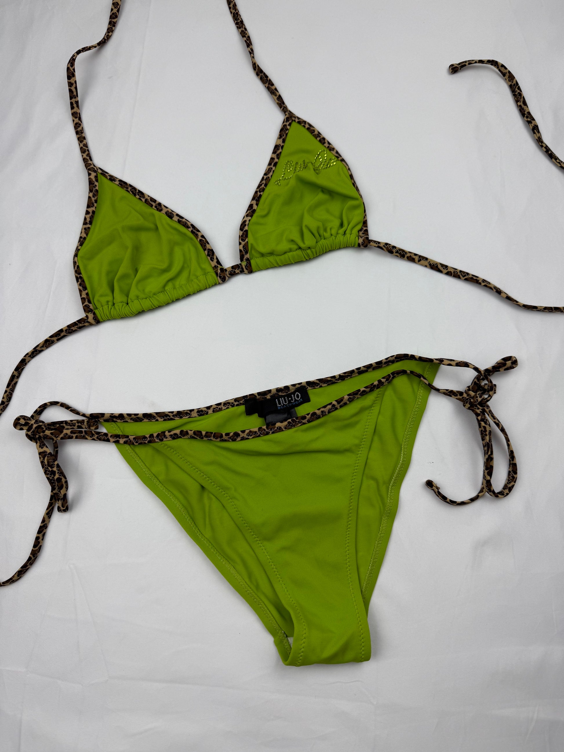 Green & panther low waisted bikini set (S/M)