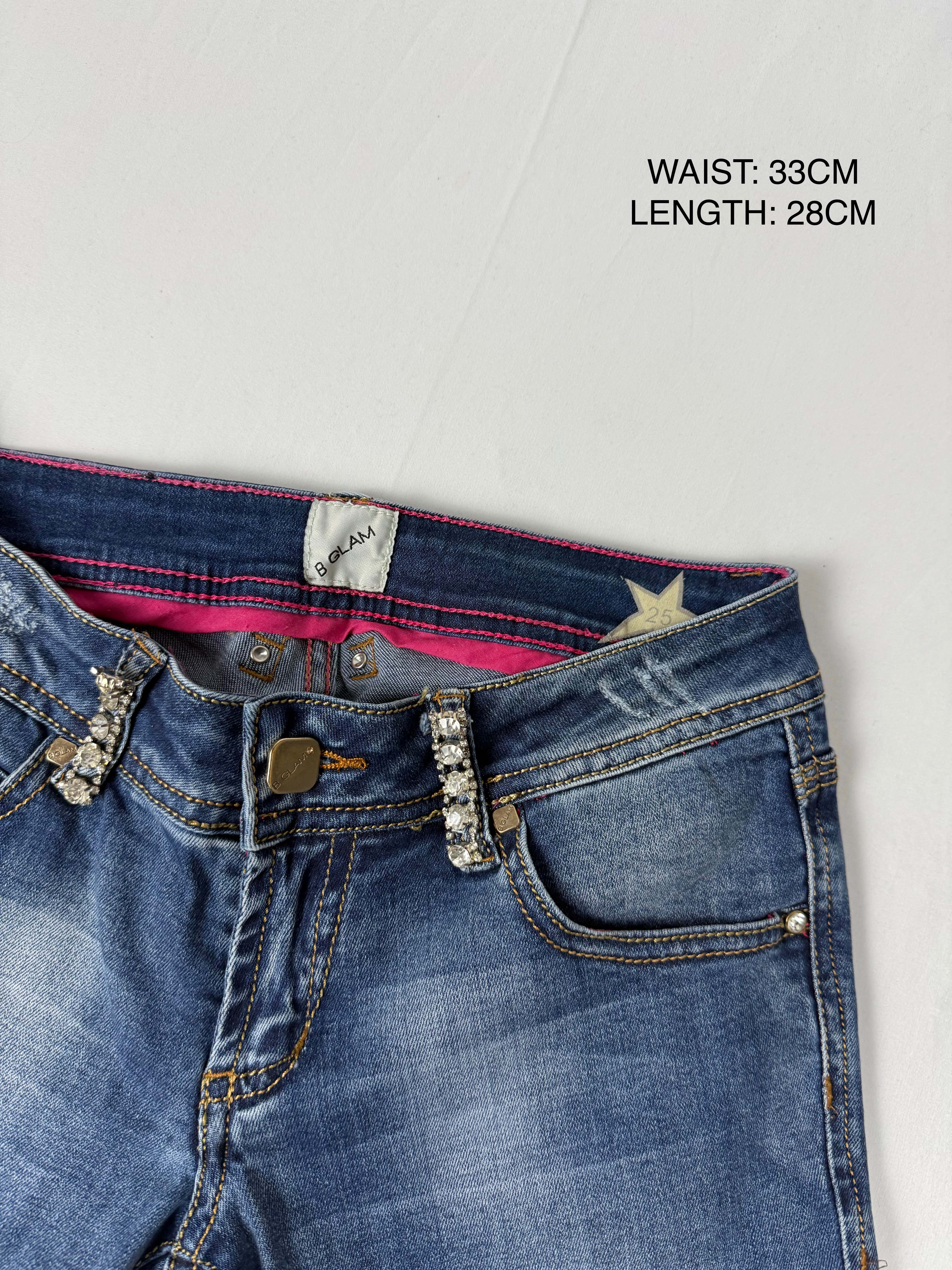 Blue denim low rise mini short (S)