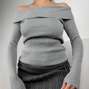 Grey ribbed turtleneck jumper (XS/S)