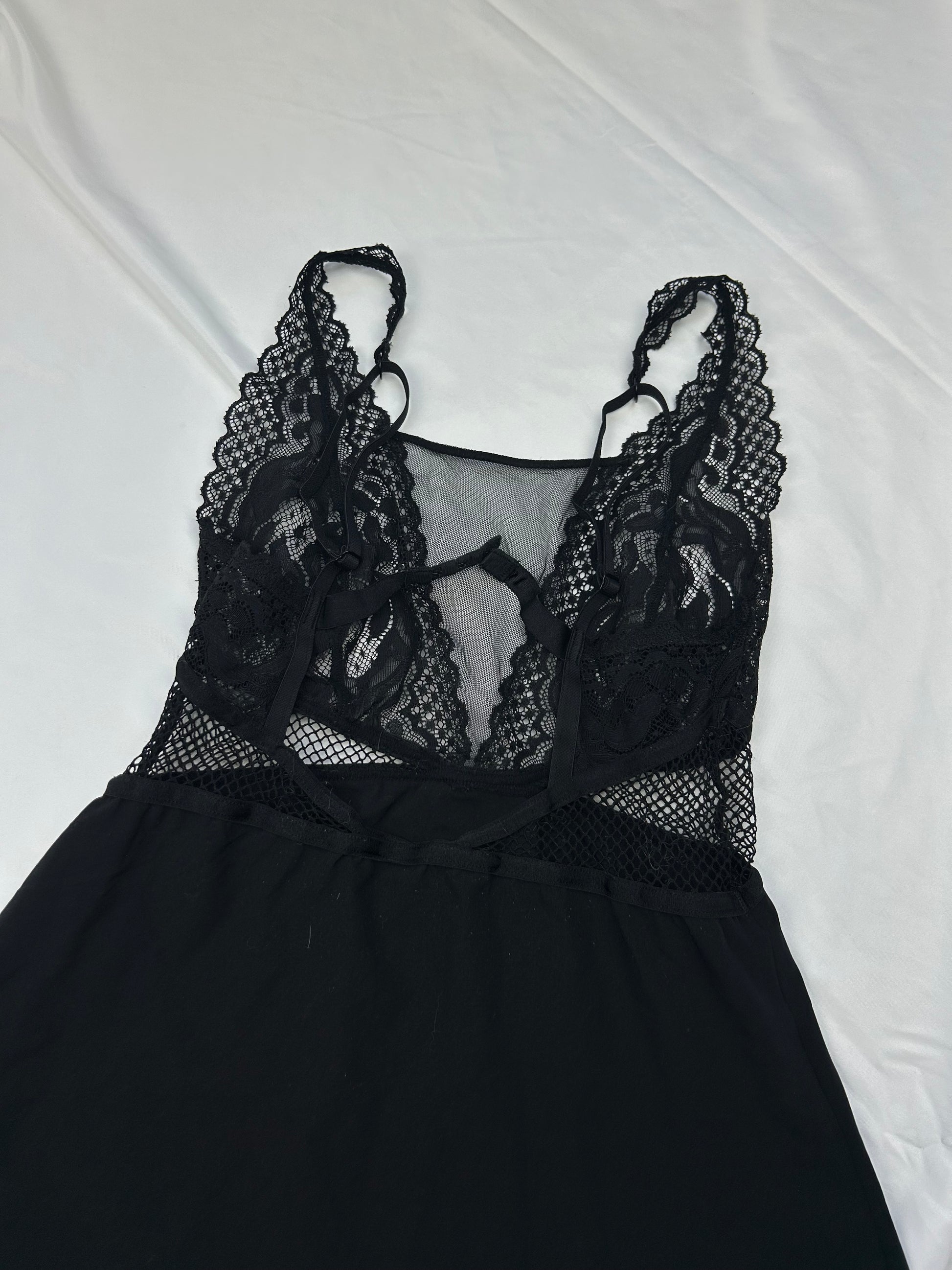 Black lace babydoll mini dress (S/M)