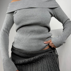 Grey ribbed turtleneck jumper (XS/S)