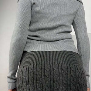 Grey ribbed turtleneck jumper (XS/S)