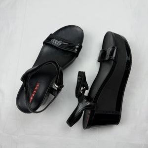 Black platform summer sandals (39)