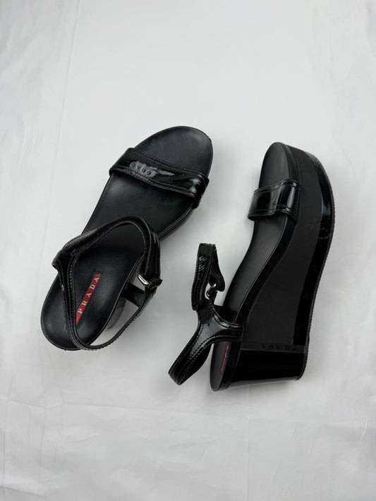 Black platform summer sandals (39)