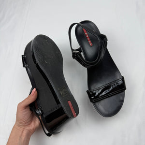 Black platform summer sandals (39)