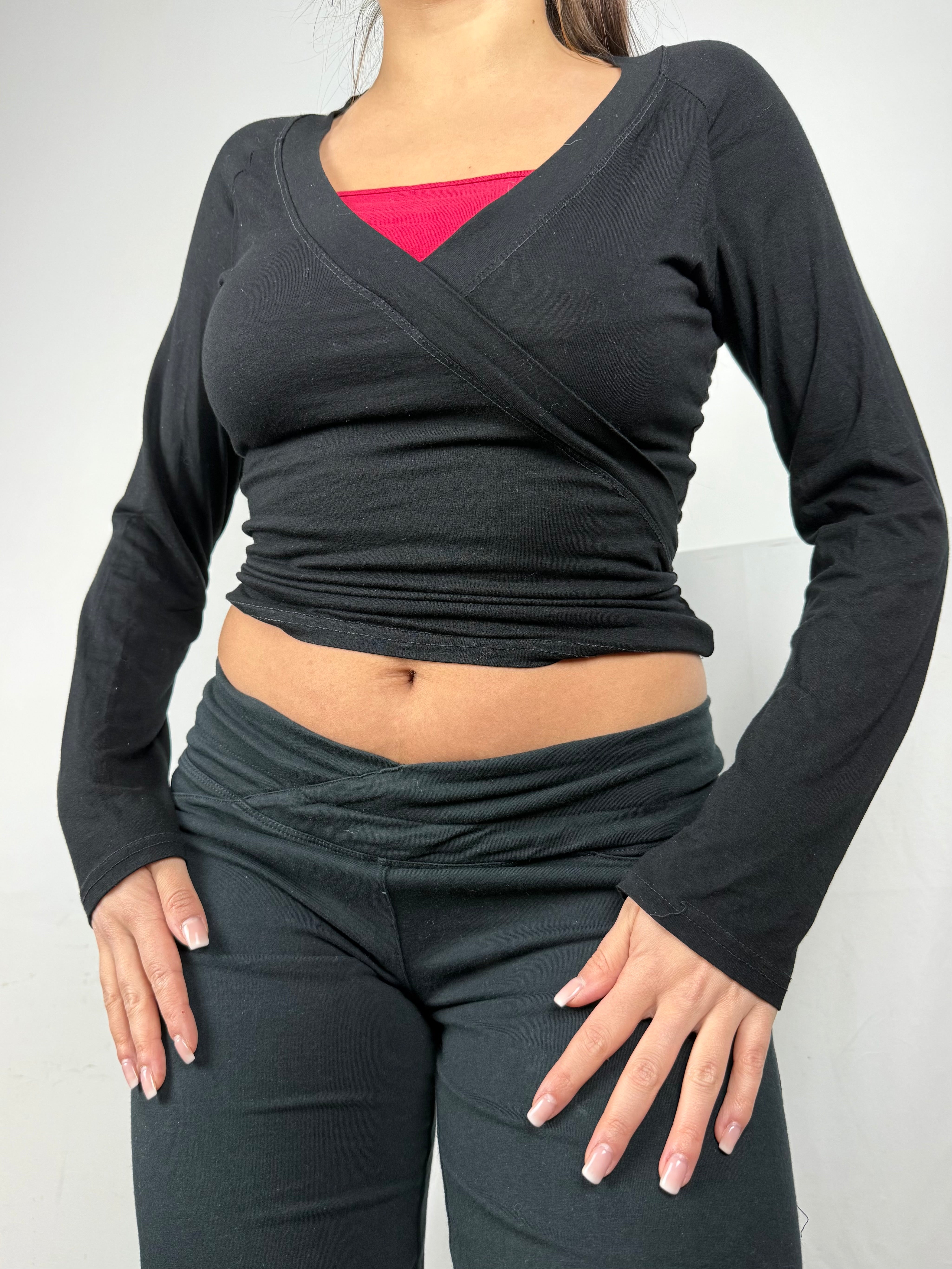 Black wrapped long sleeves top (XS/S)