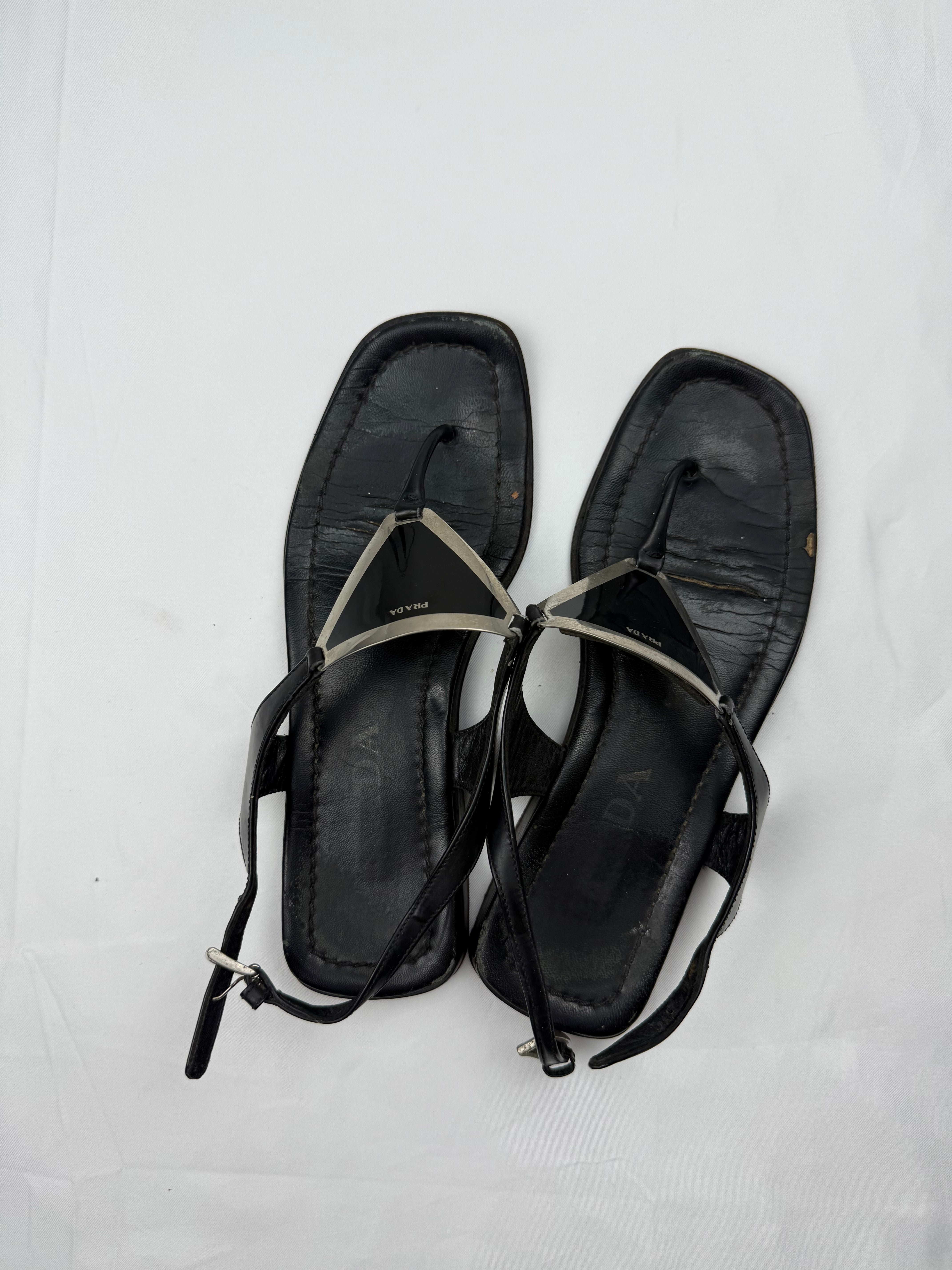Black buckle summer sandals shoes (36)