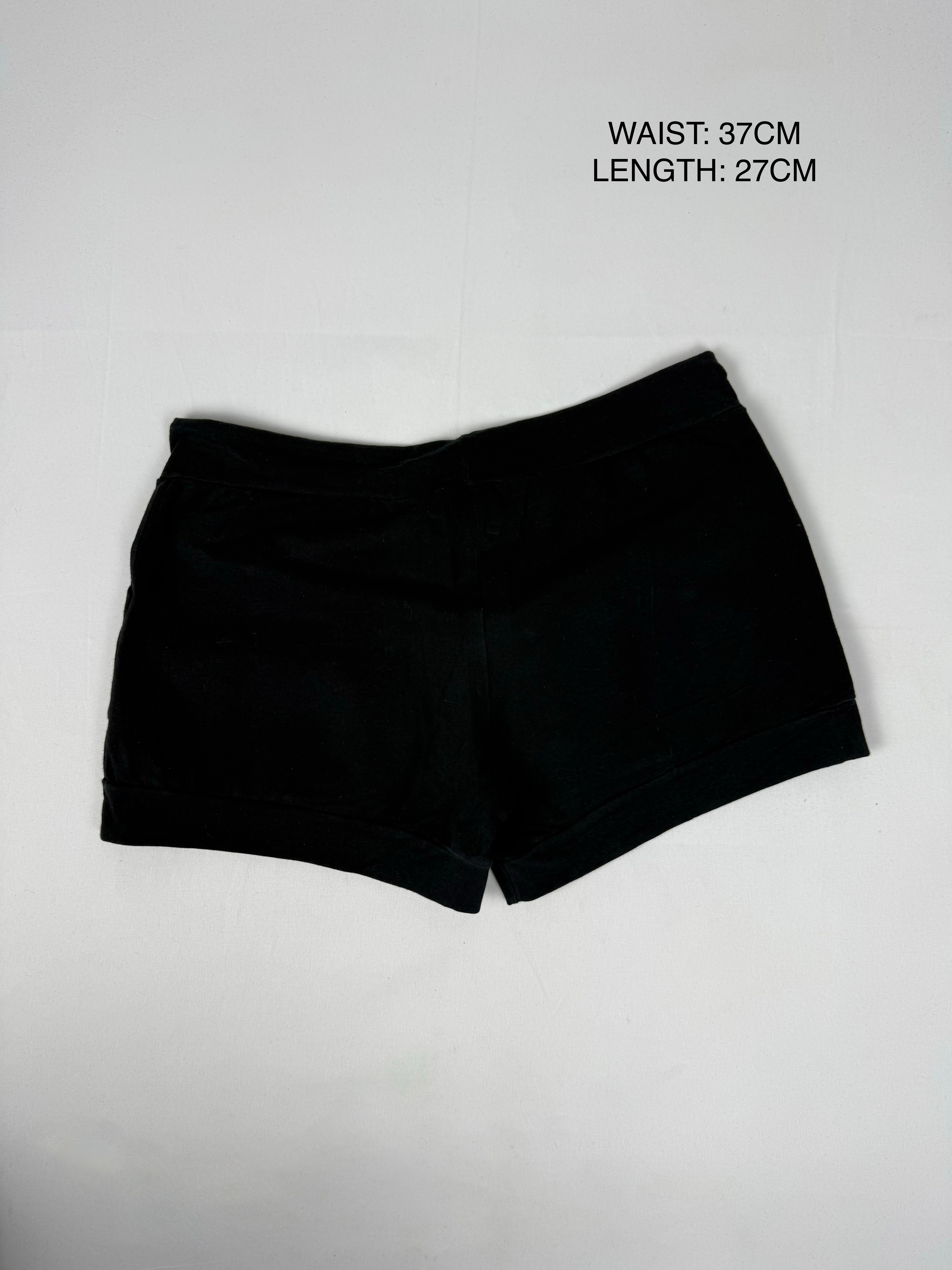 Black cotton activewear low rise mini short (S)