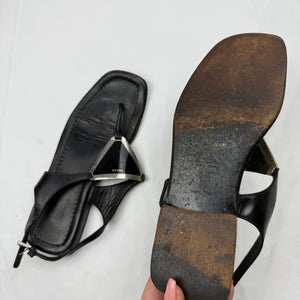 Black buckle summer sandals shoes (36)