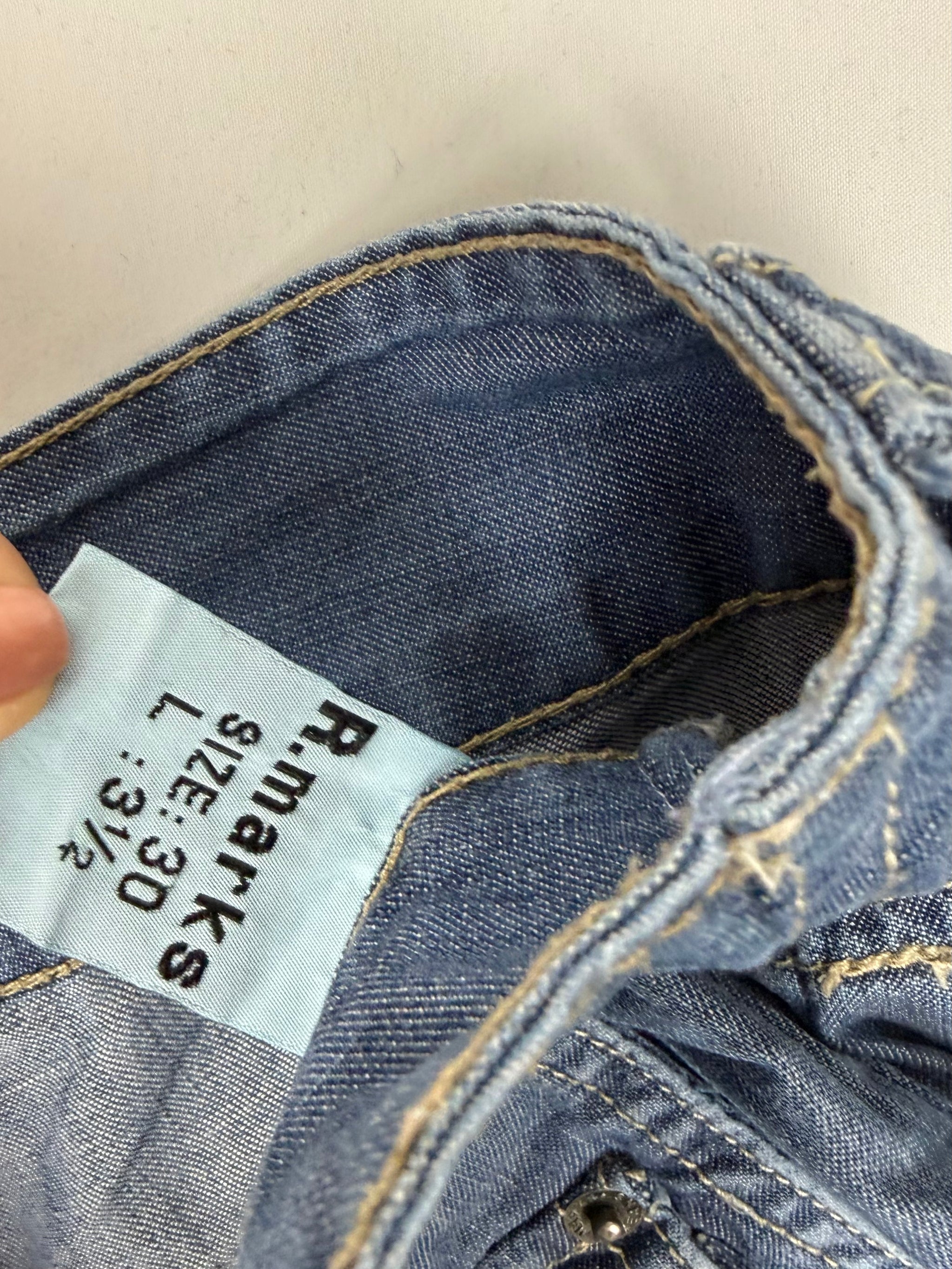 Blue denim low rise mini short (M)