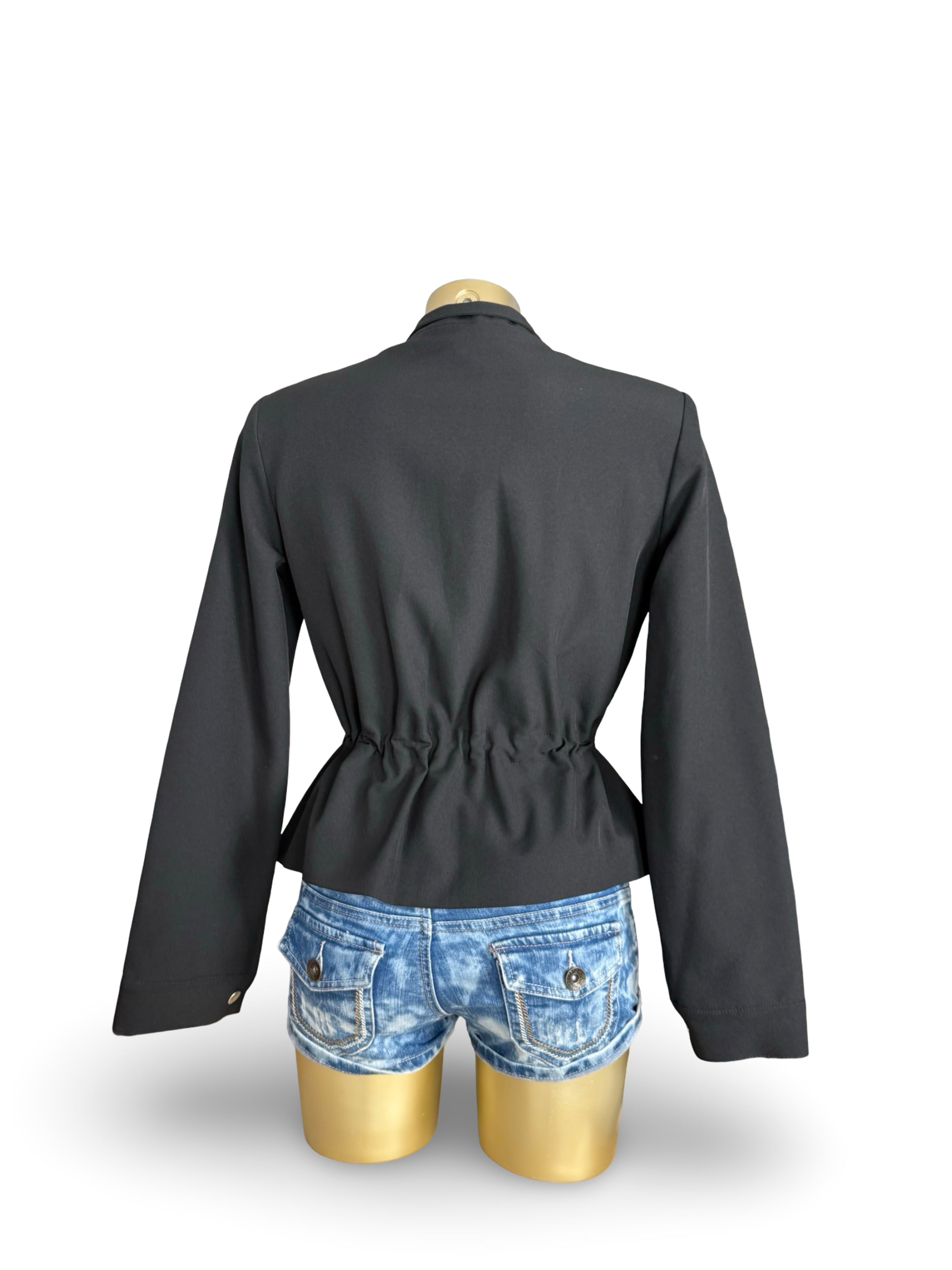 Black zip up office blazer jacket (M)