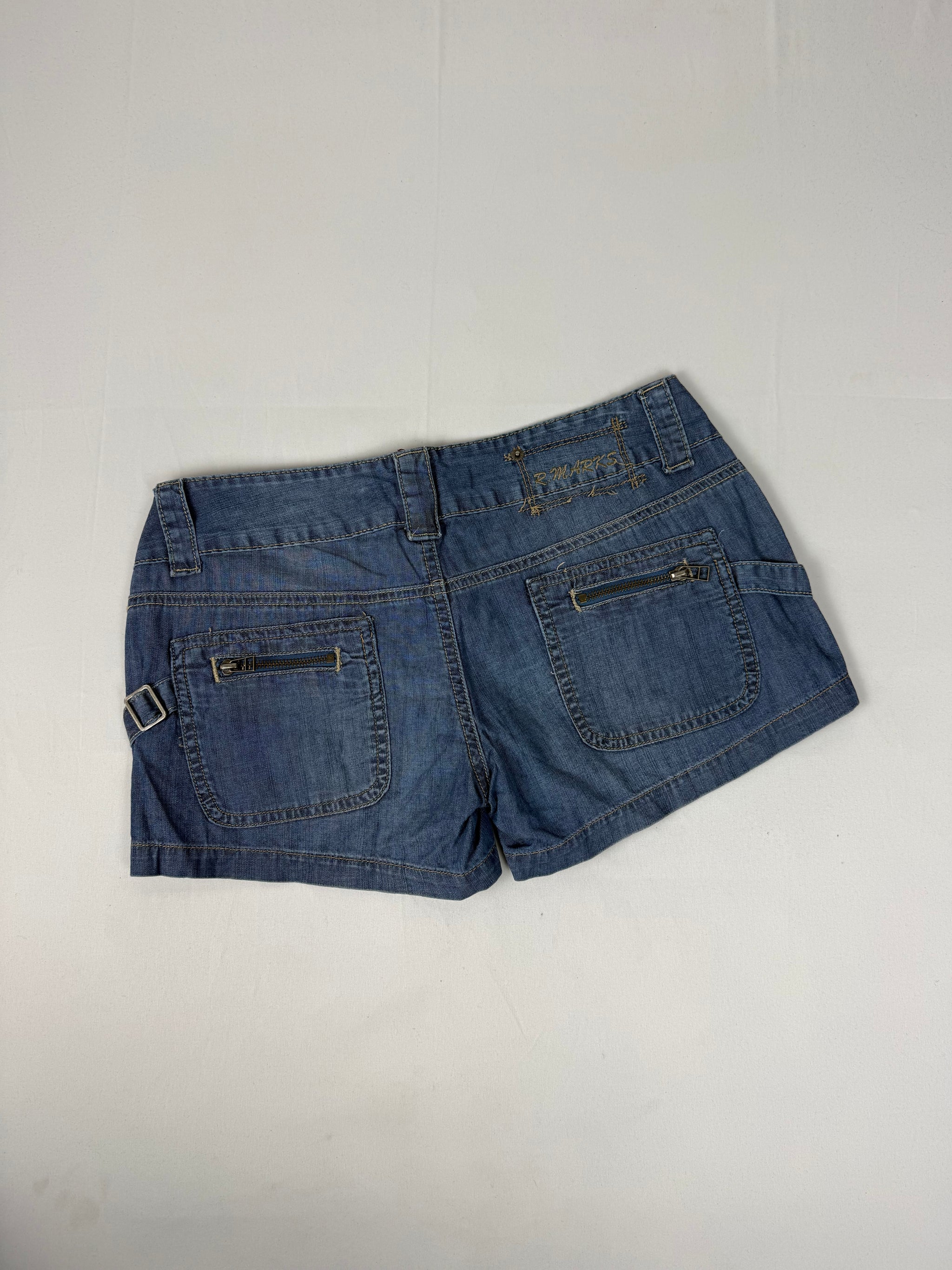 Blue denim low rise mini short (M)