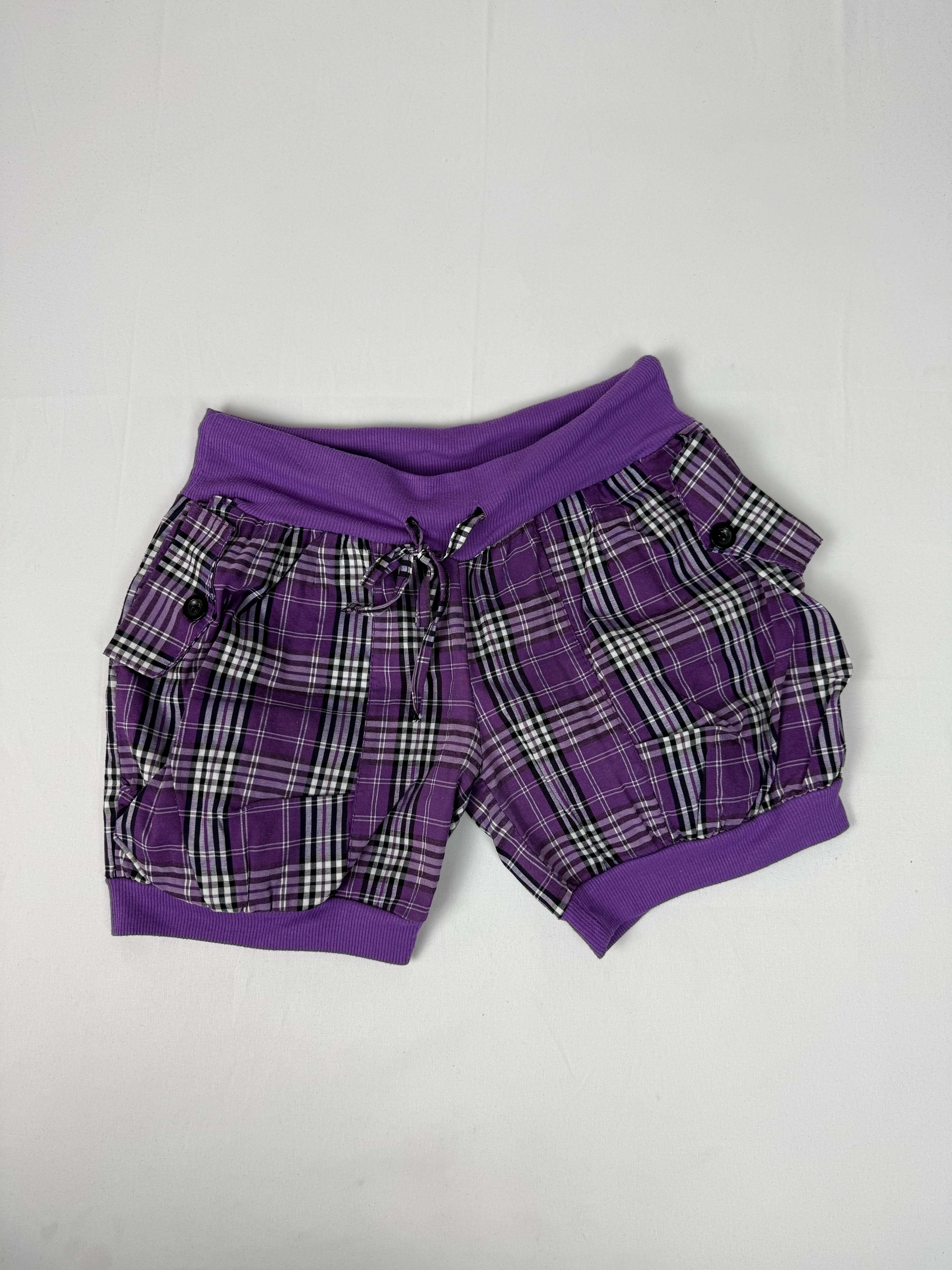 Purple check print low rise mini short (S/M)
