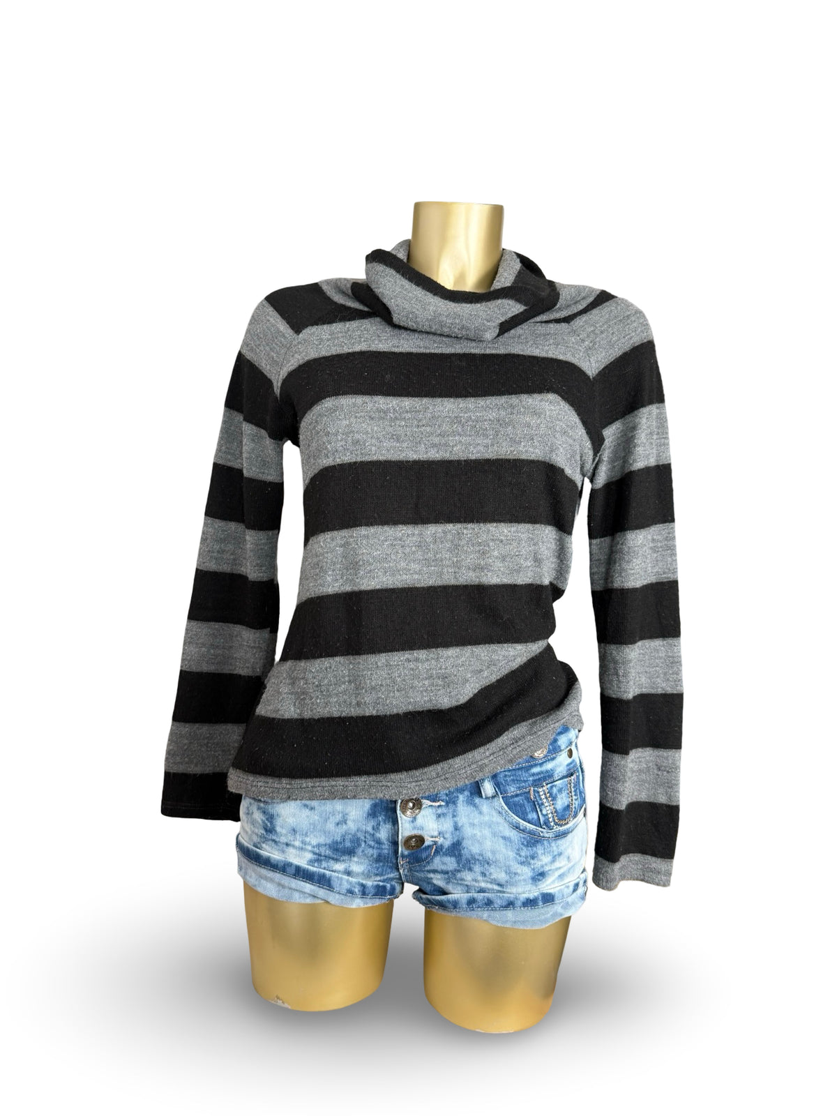Grey striped backless jumper (L)