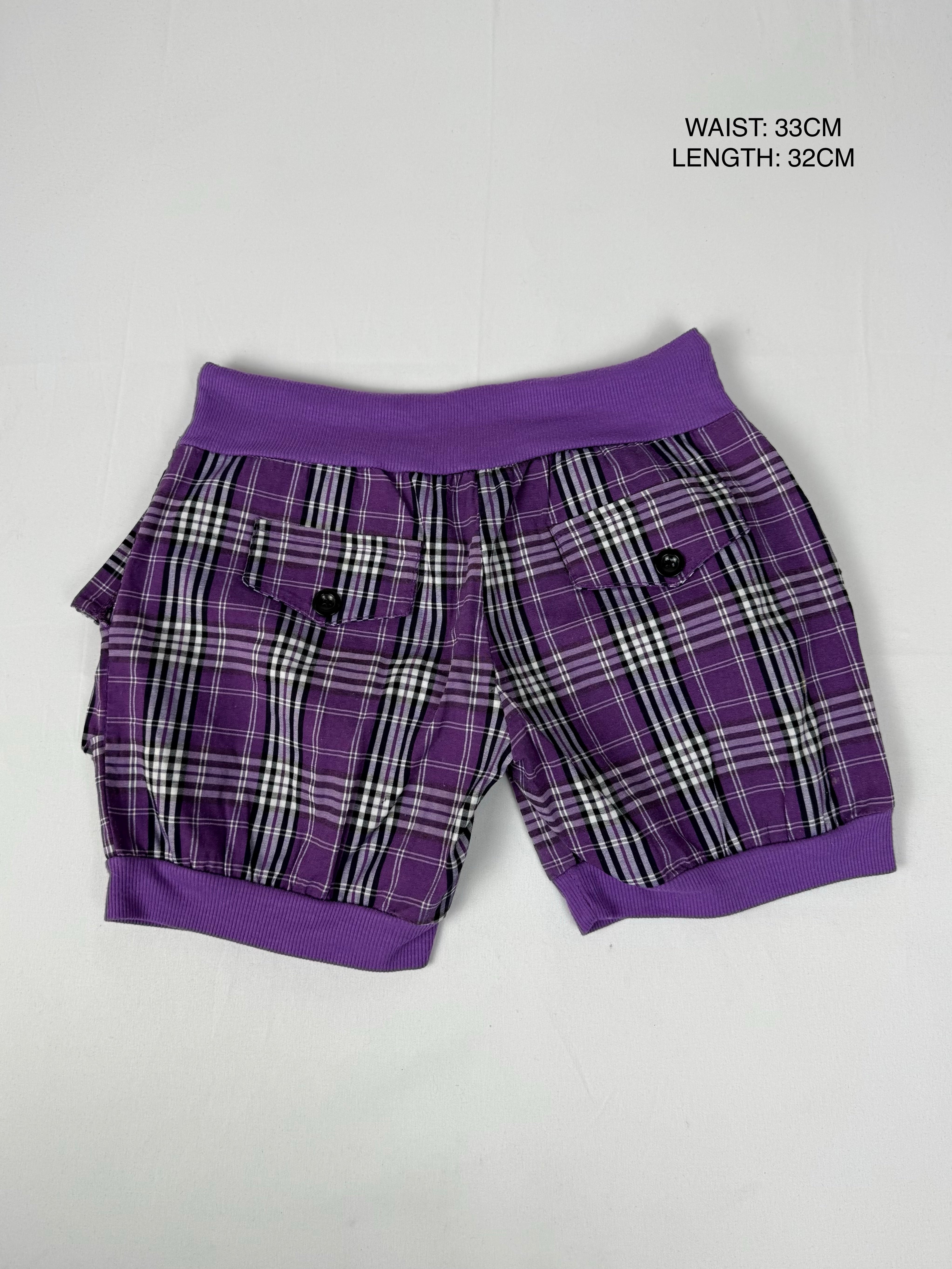 Purple check print low rise mini short (S/M)