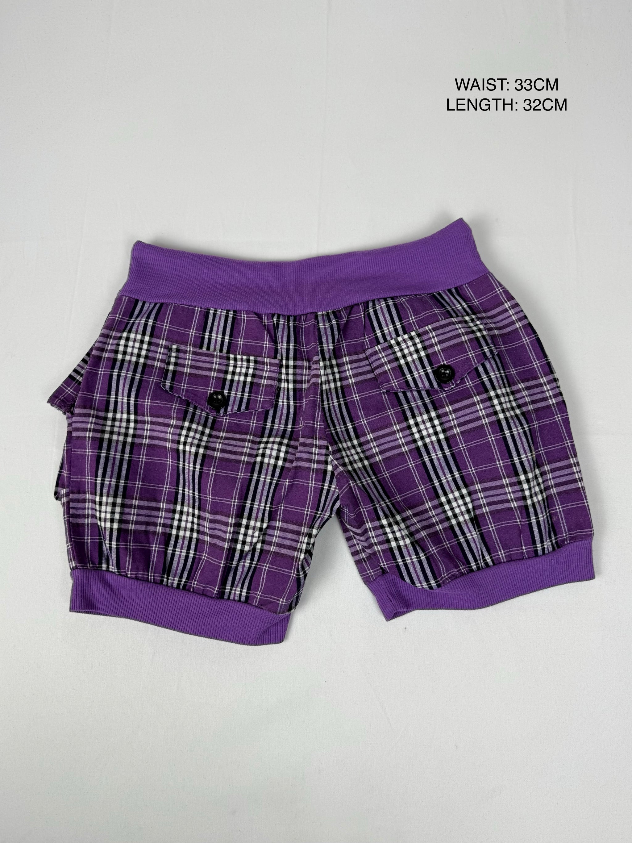 Purple check print low rise mini short (S/M)