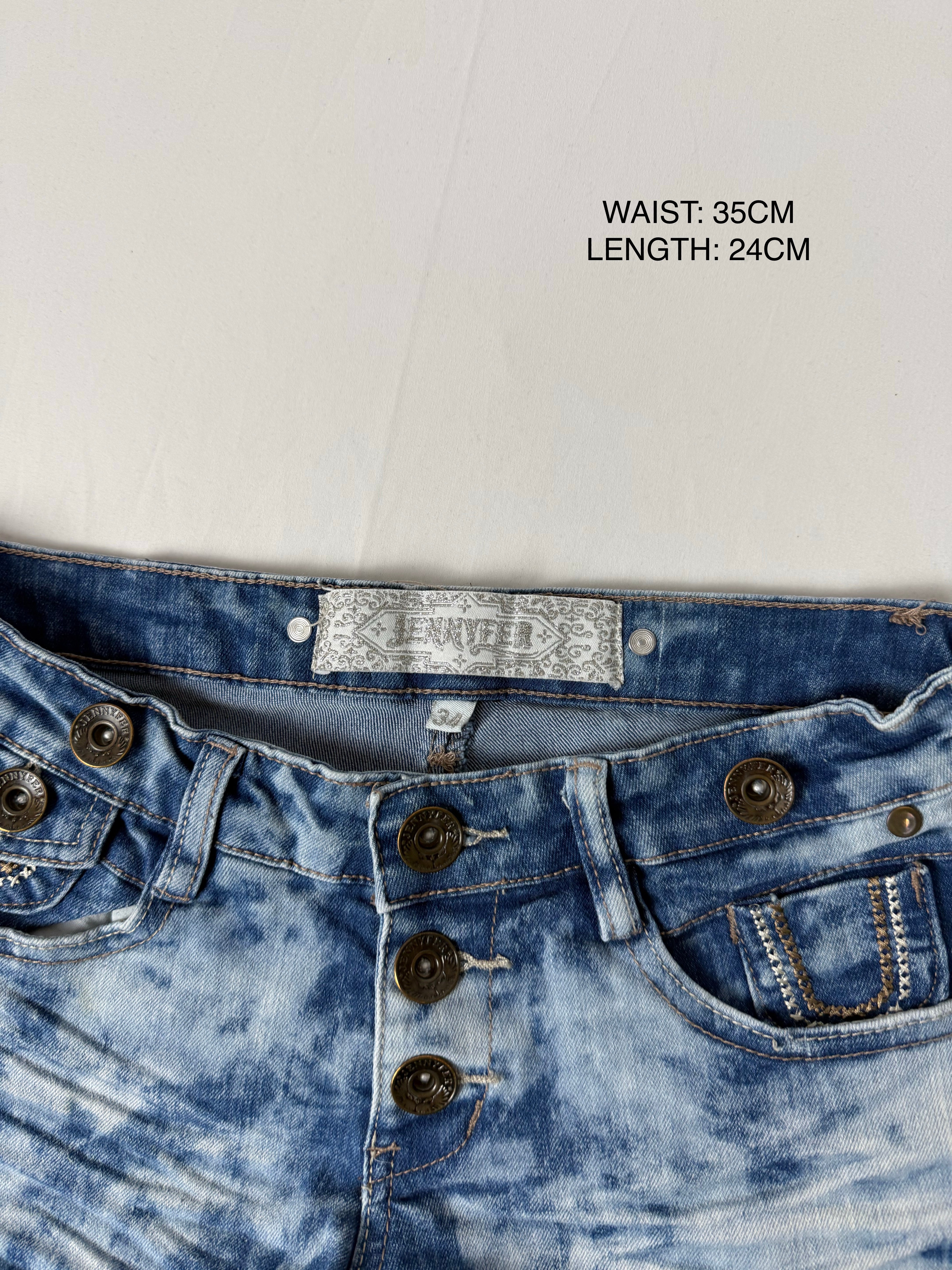 Blue denim low rise mini short (XS)