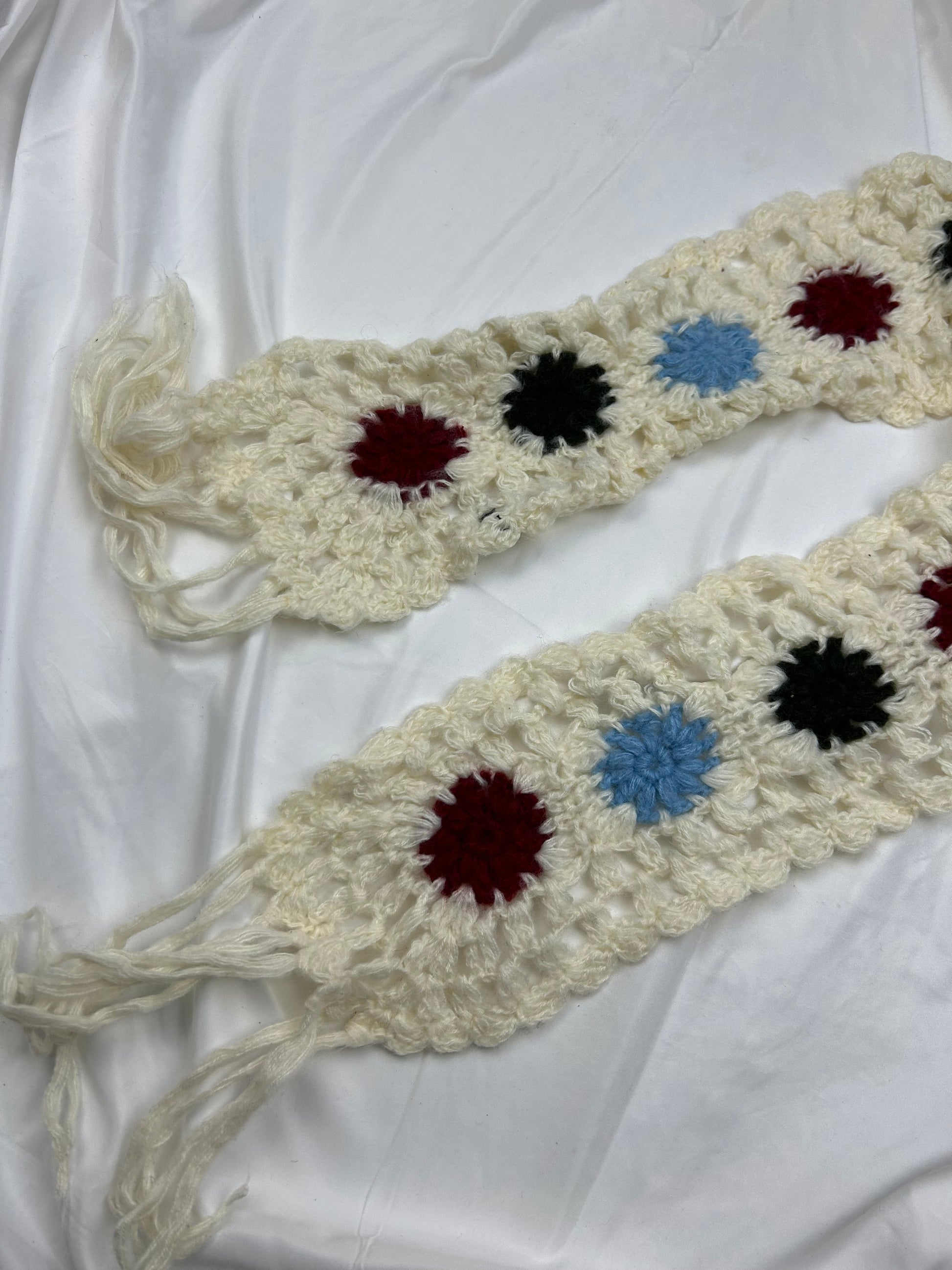 White crochet knitted scarf