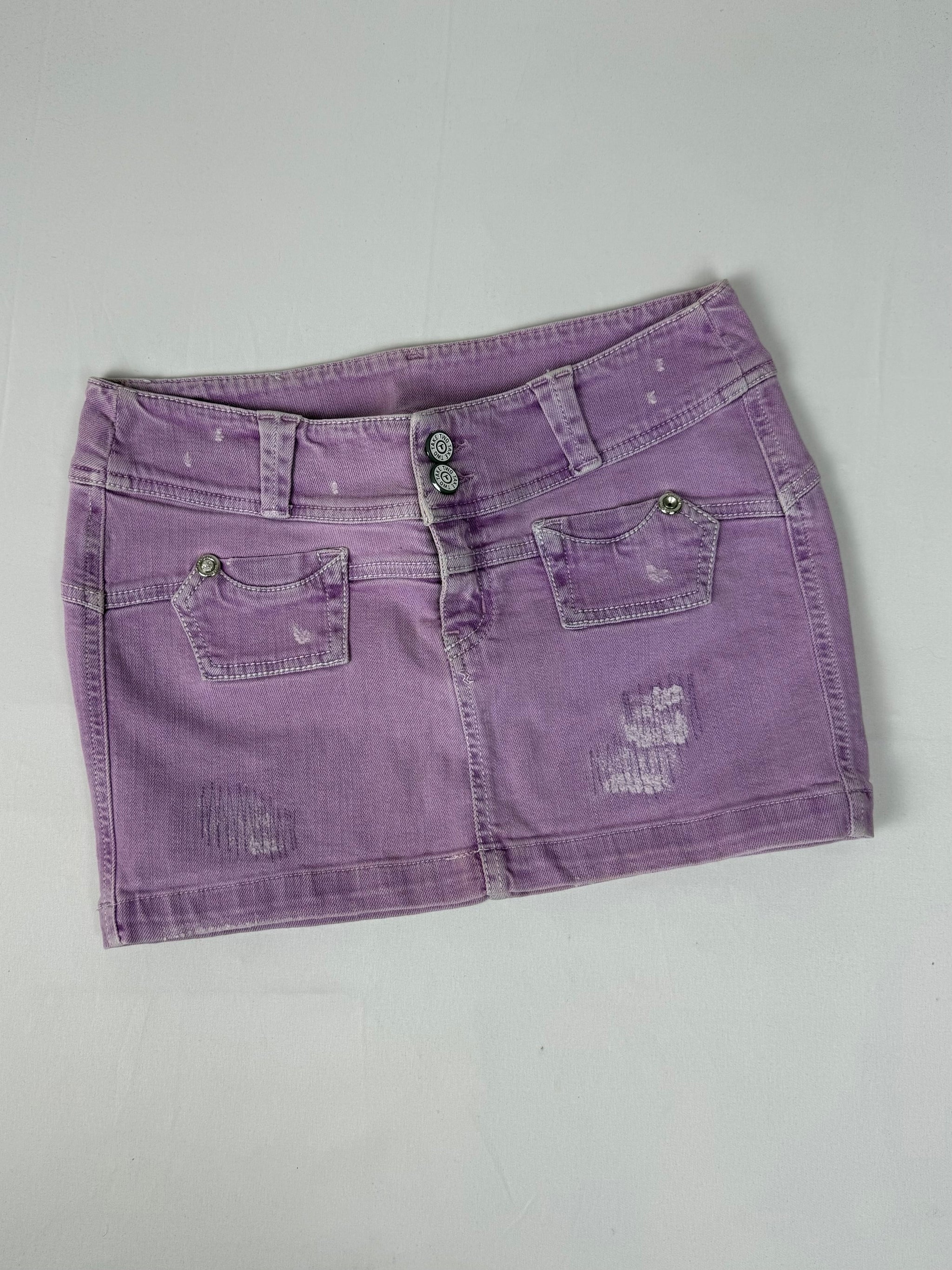 Lilac denim low rise mini skirt (S)