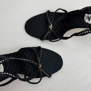 Black seashell strass heels mules (39)