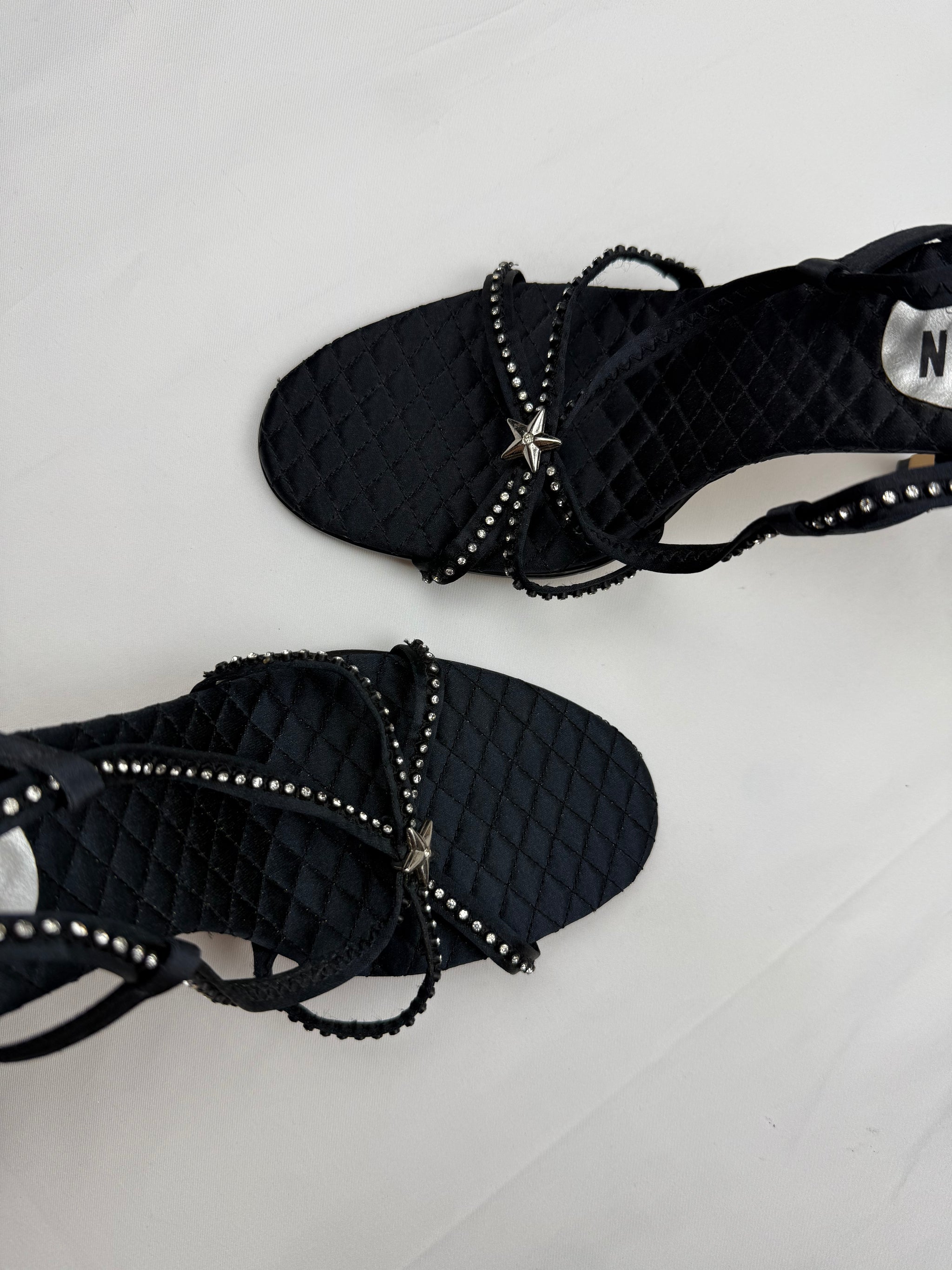 Black seashell strass heels mules (39)