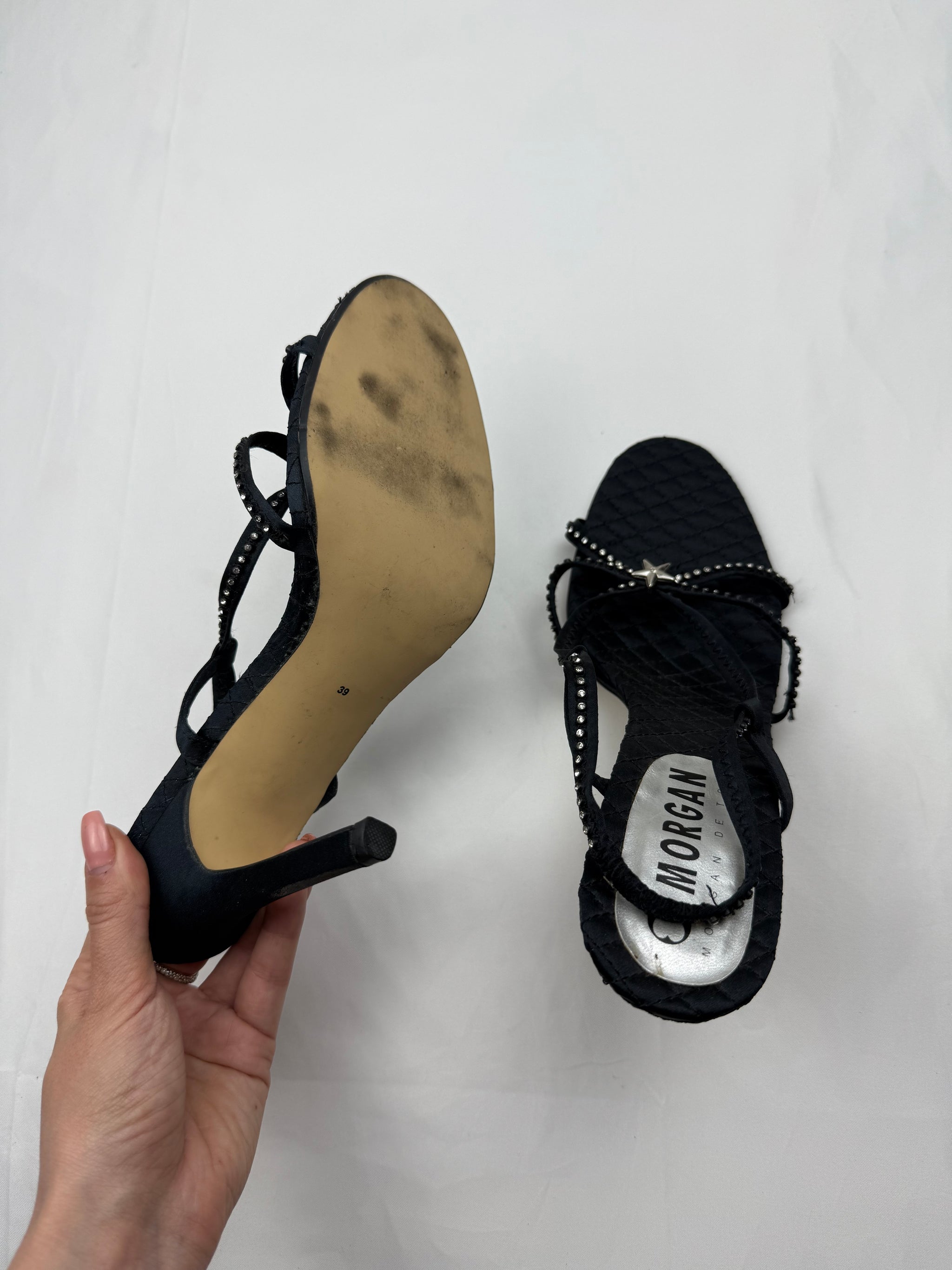 Black seashell strass heels mules (39)