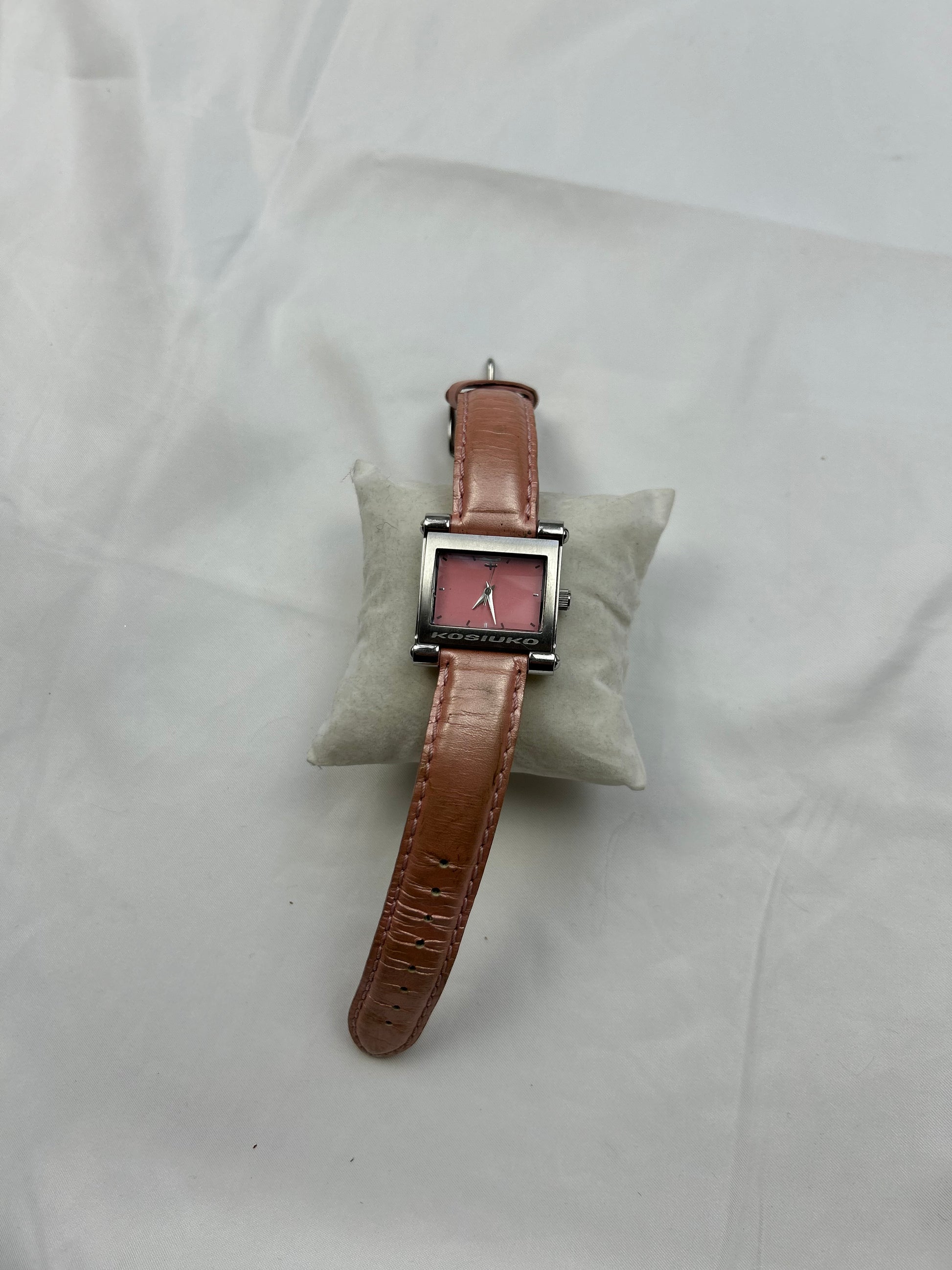 Vintage stainless steel silver pink jewelry watch