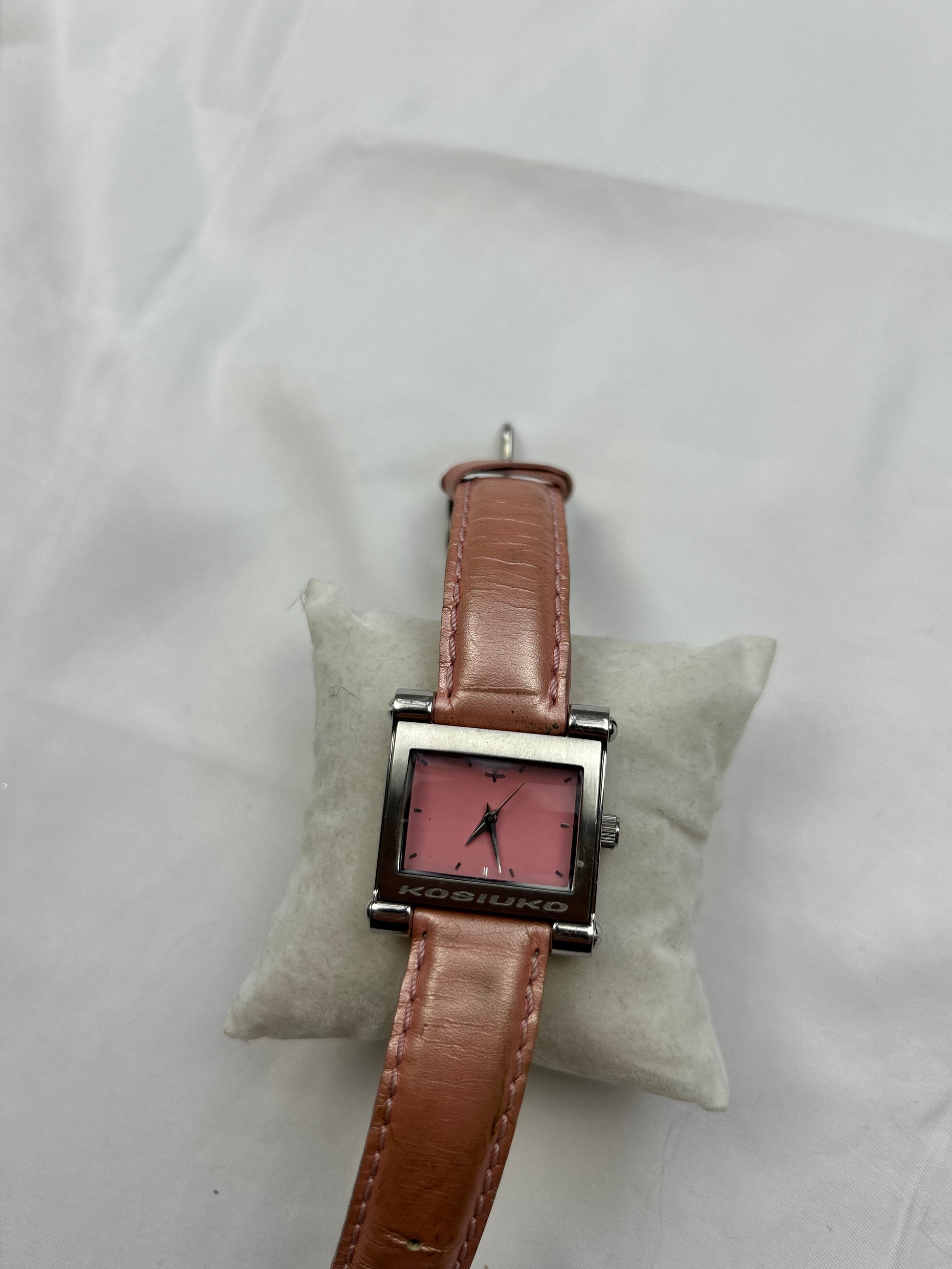 Vintage stainless steel silver pink jewelry watch
