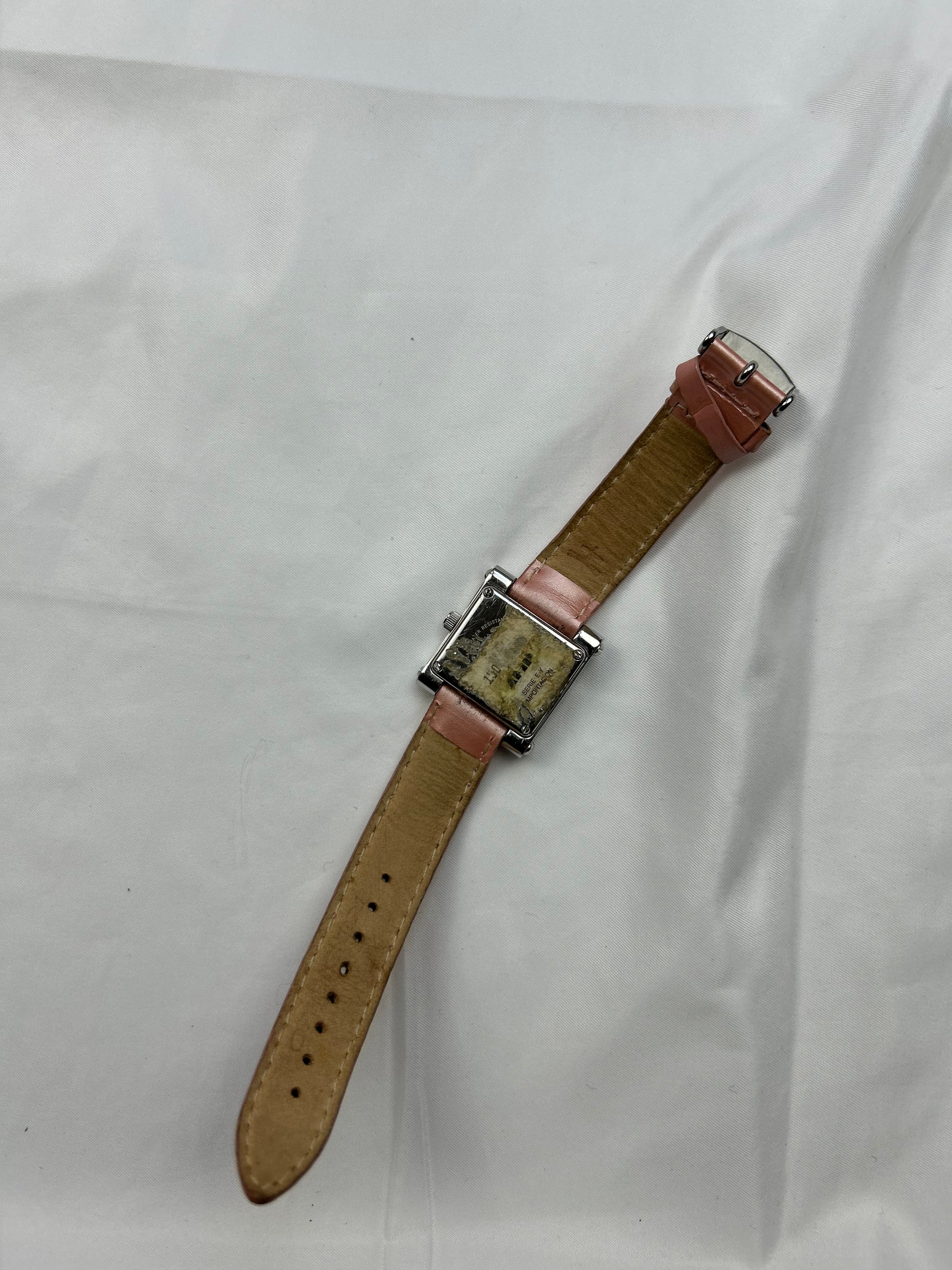 Vintage stainless steel silver pink jewelry watch