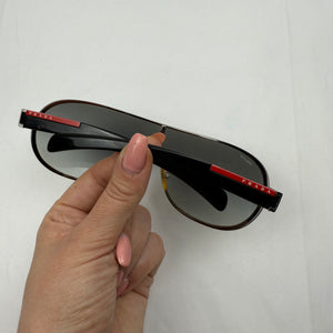 Black 2000s shield logo sunglasses