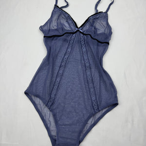 Blue mesh see trough body top (S)