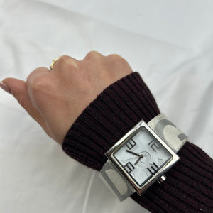 Vintage stainless steel silver & white jewelry watch