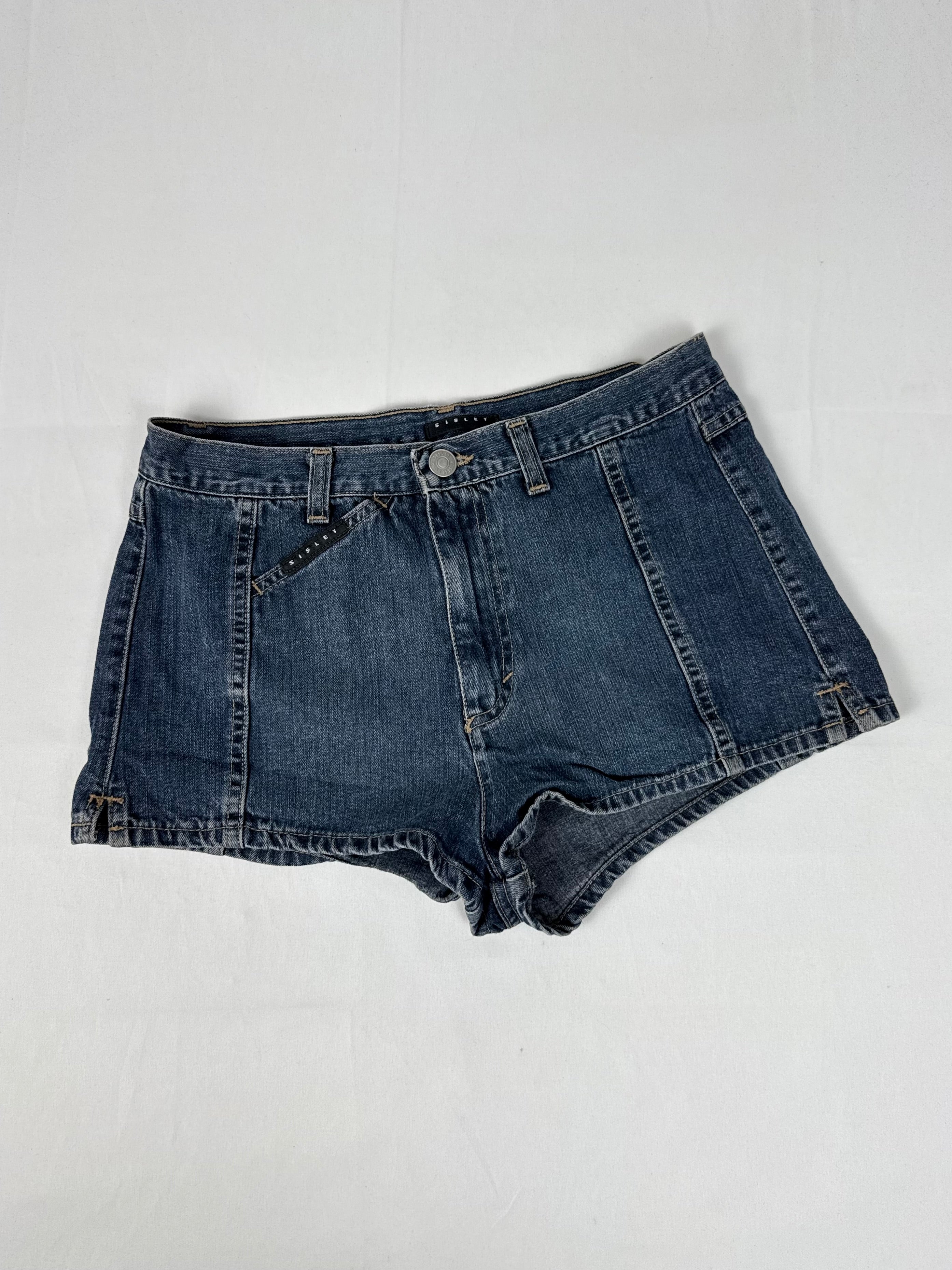 Navy denim mid rise short (S)