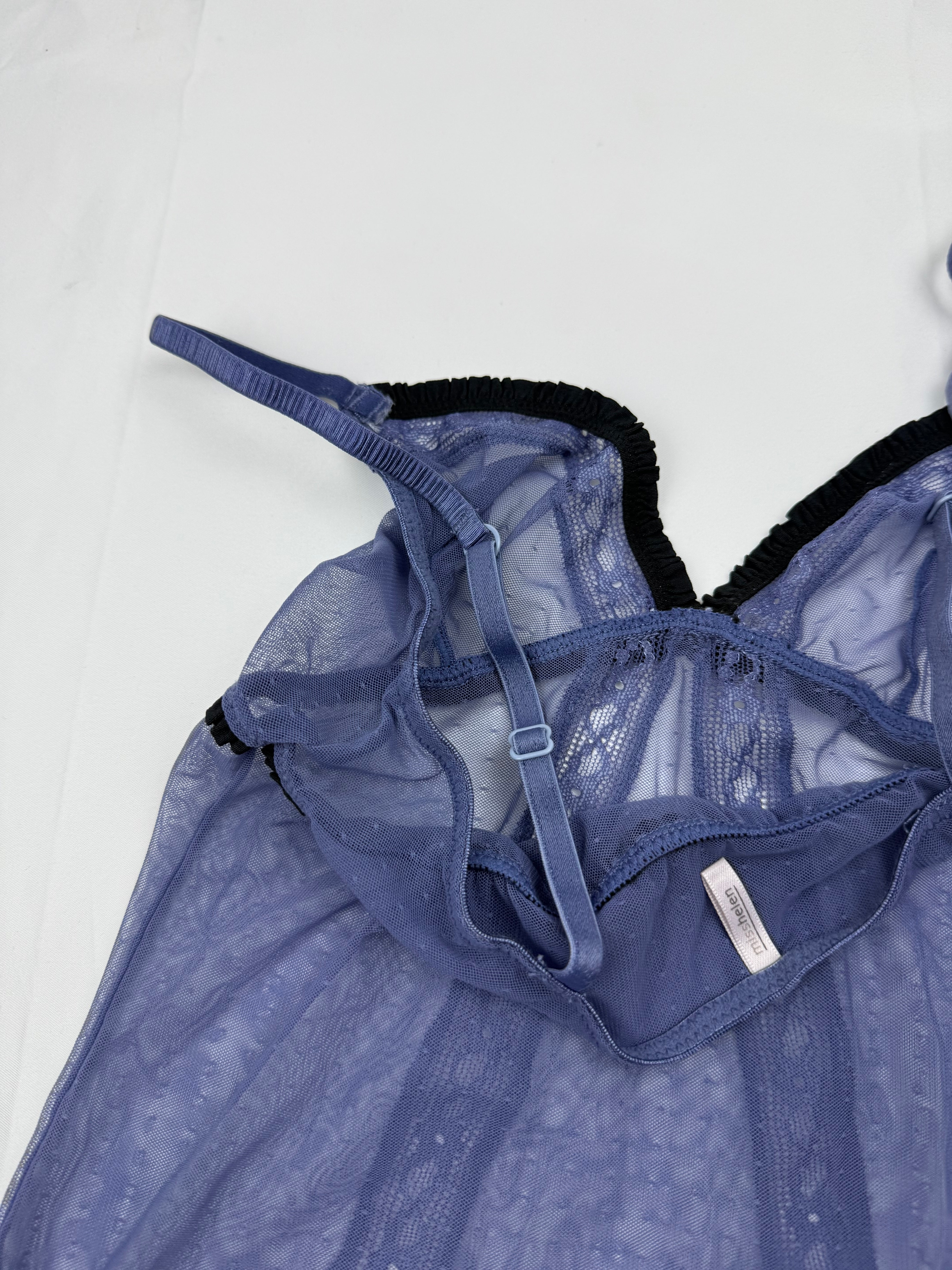 Blue mesh see trough body top (S)