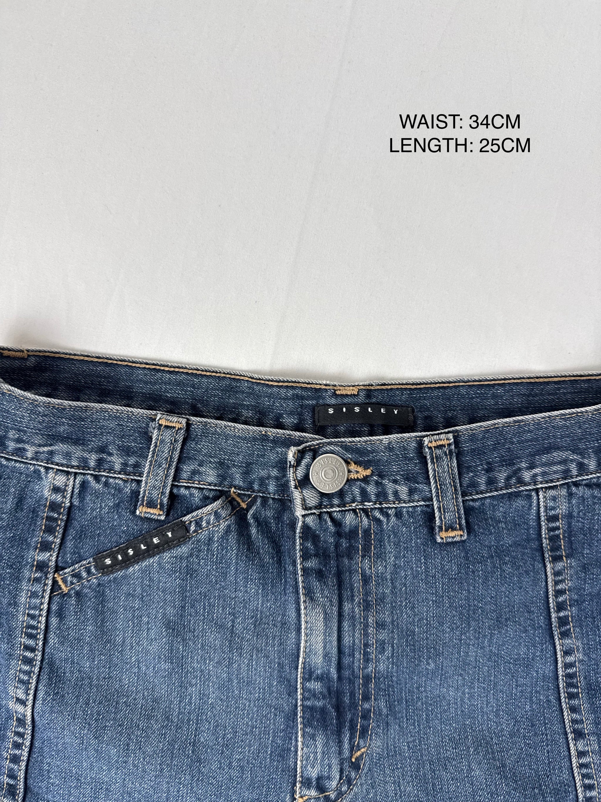 Navy denim mid rise short (S)