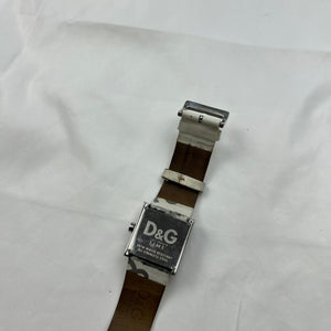 Vintage stainless steel silver & white jewelry watch