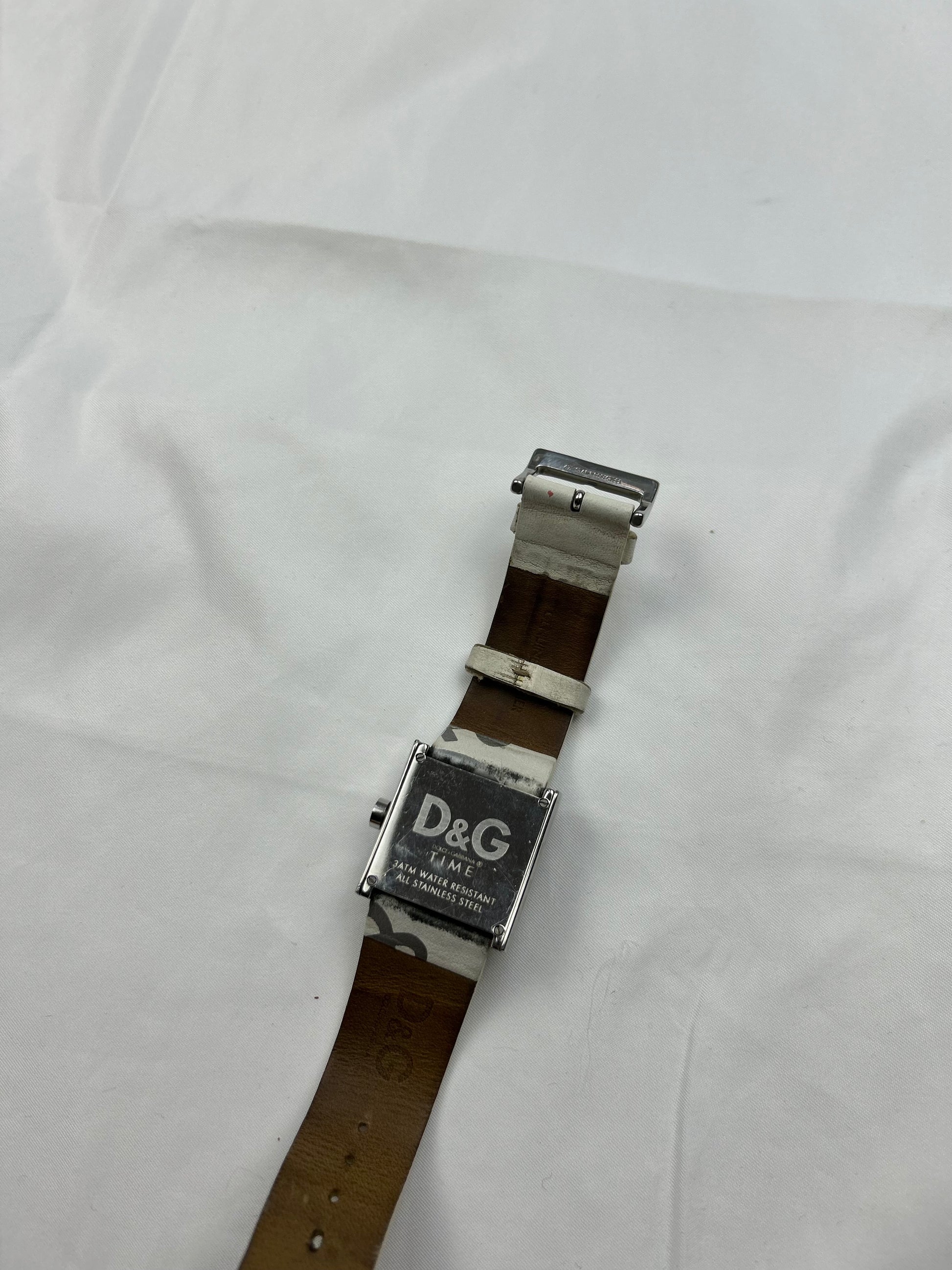 Vintage stainless steel silver & white jewelry watch