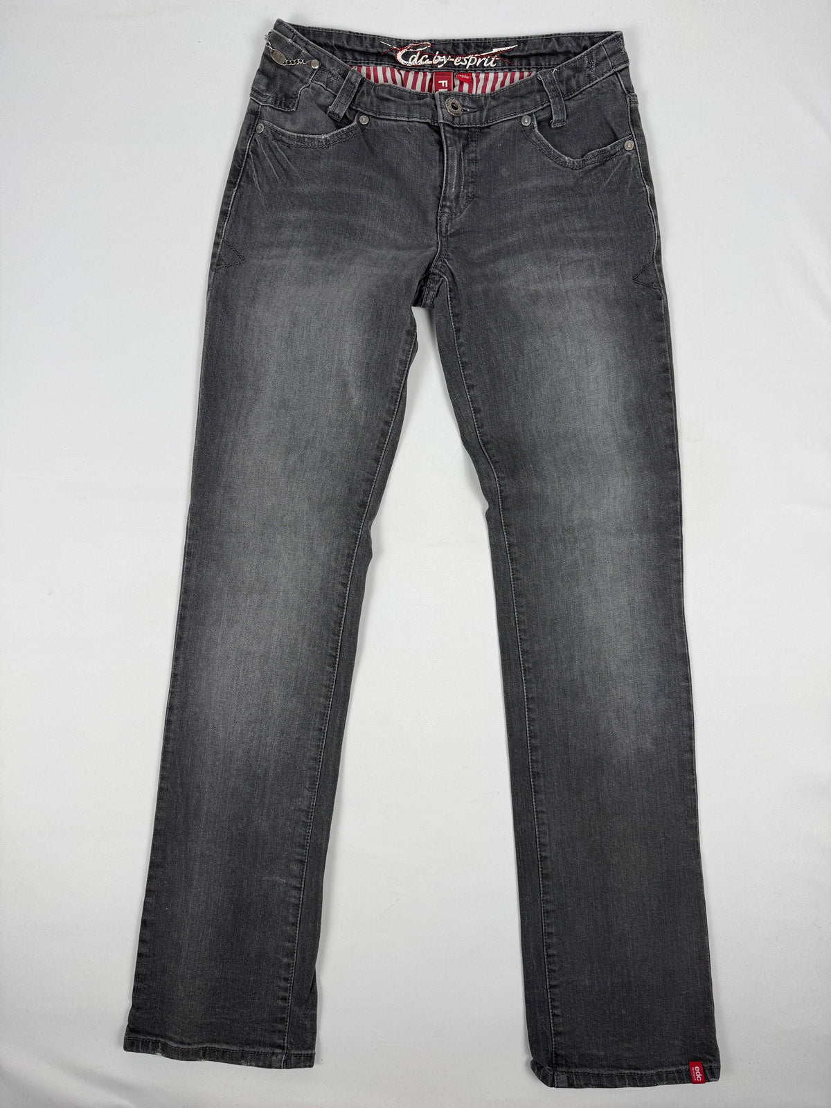 Grey denim low rise straight legs pants (M)