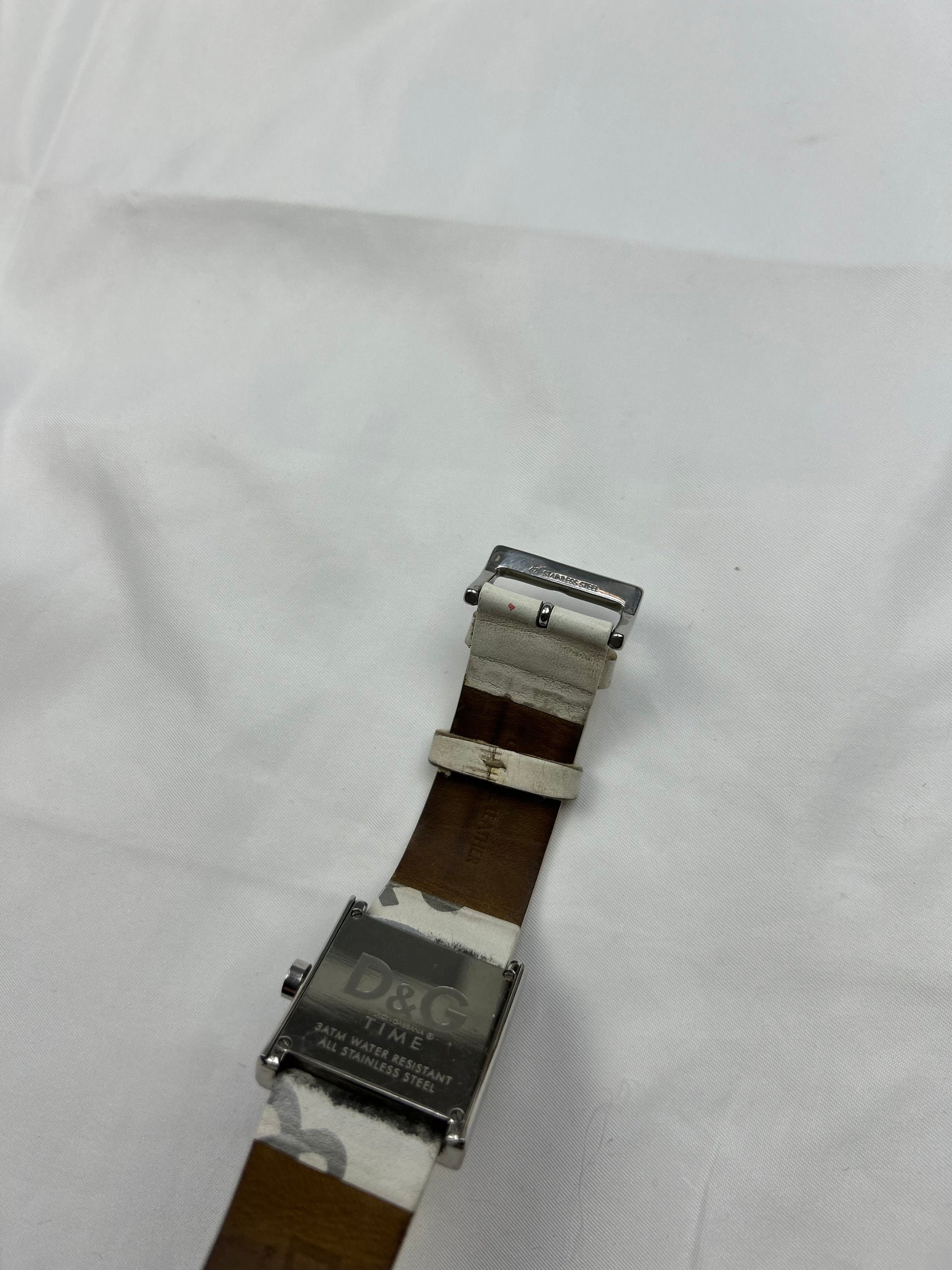 Vintage stainless steel silver & white jewelry watch