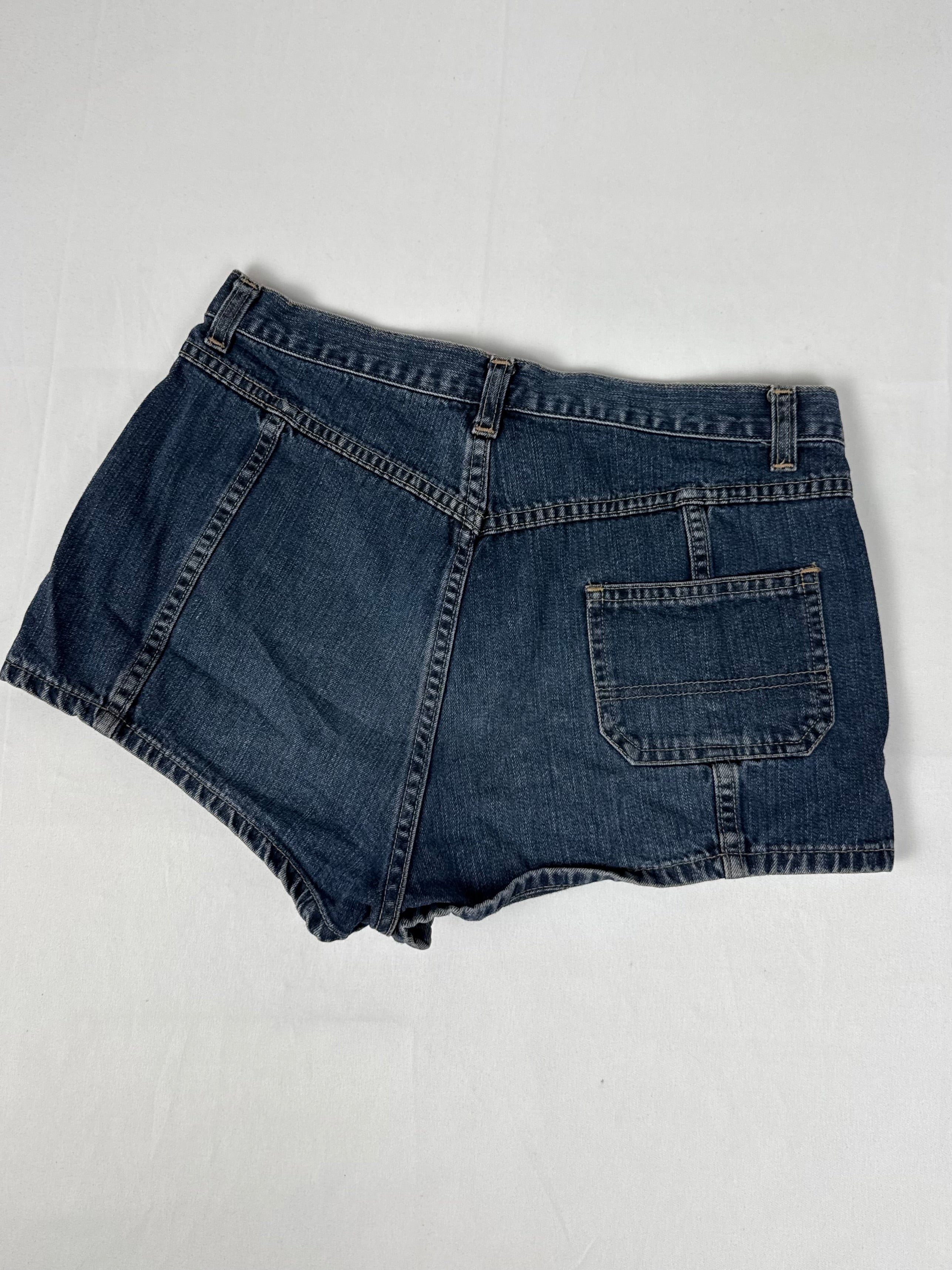 Navy denim mid rise short (S)