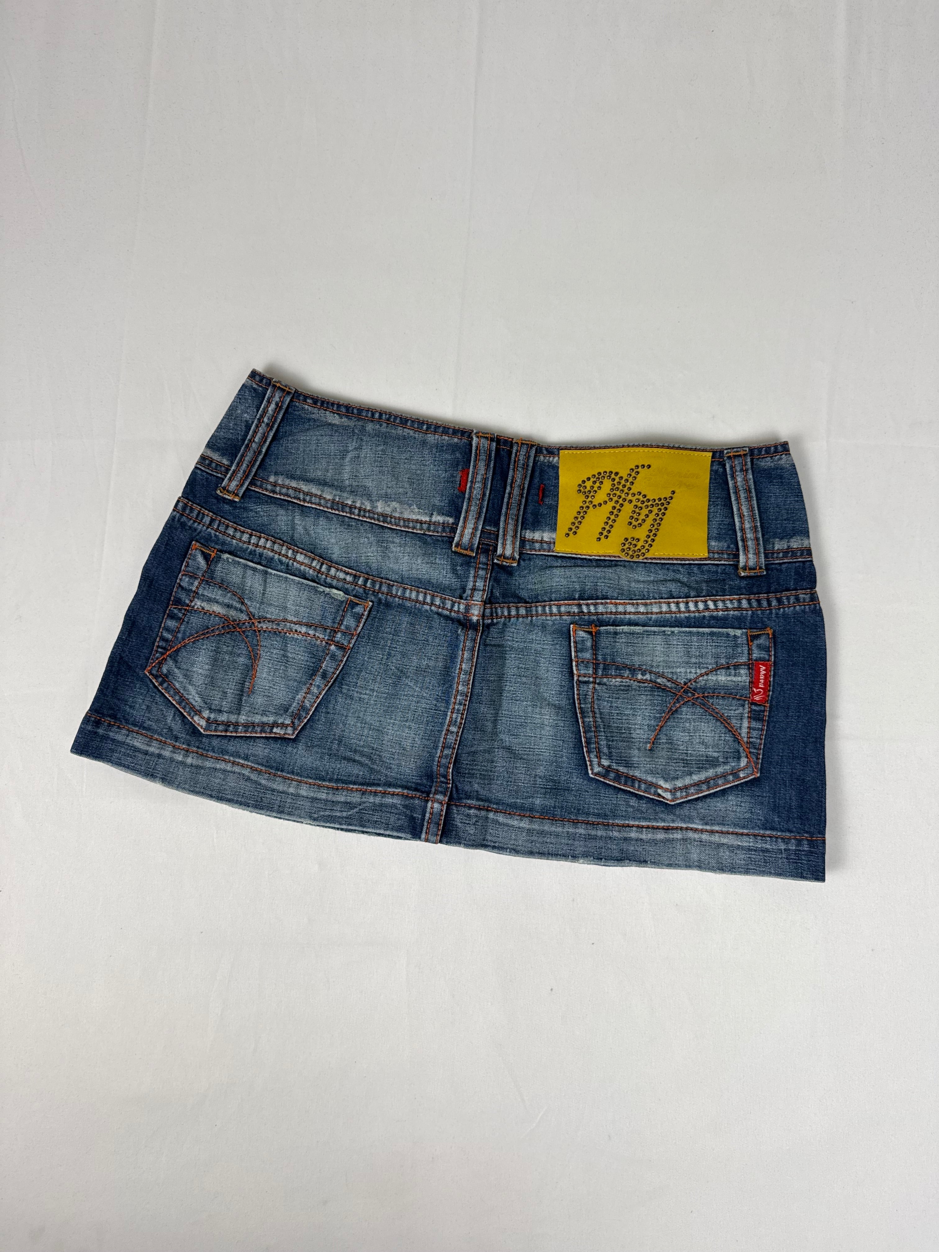 Blue denim low rise mini skirt (S/M)
