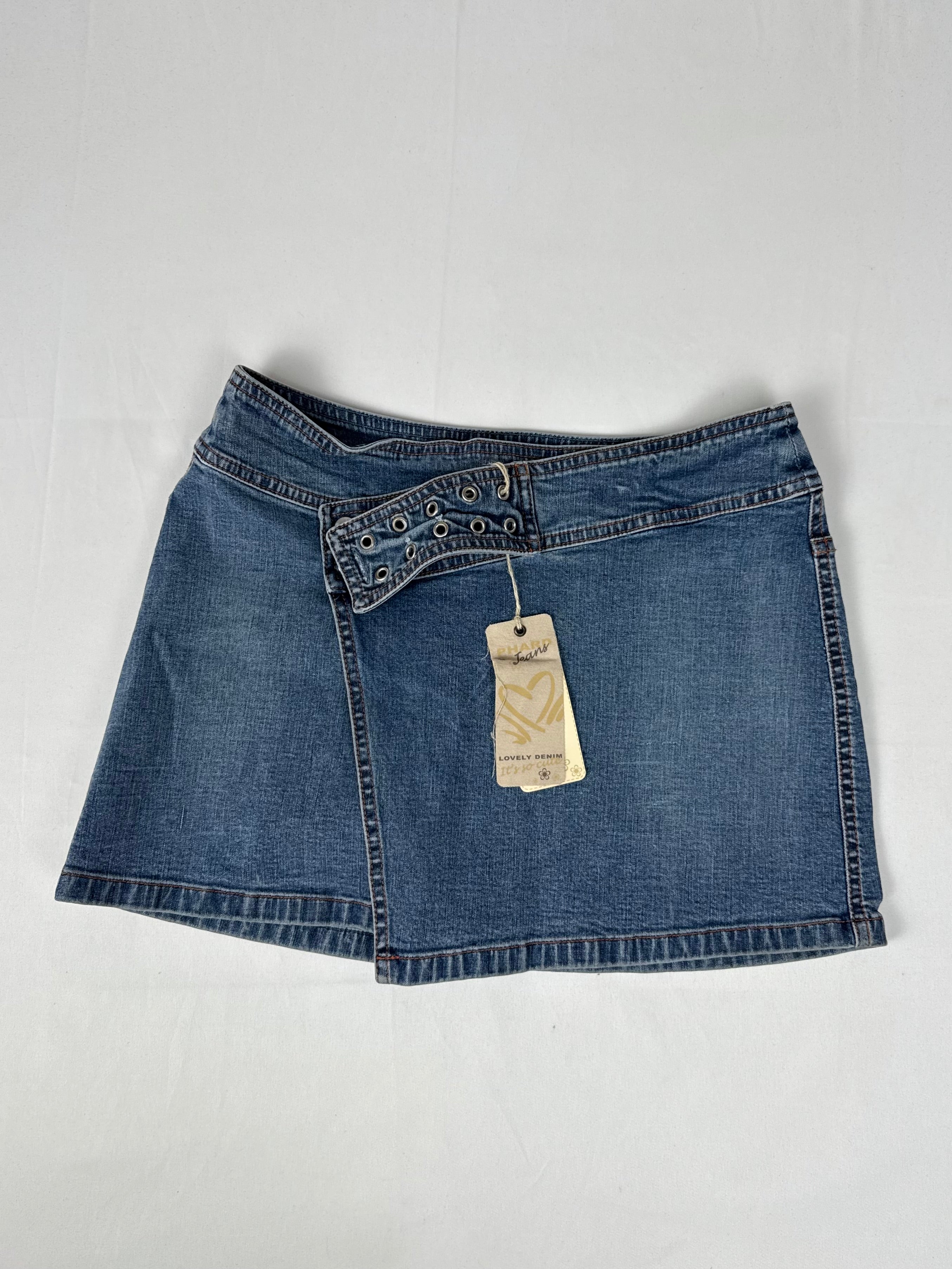 Blue denim low rise mini skirt (S/M)