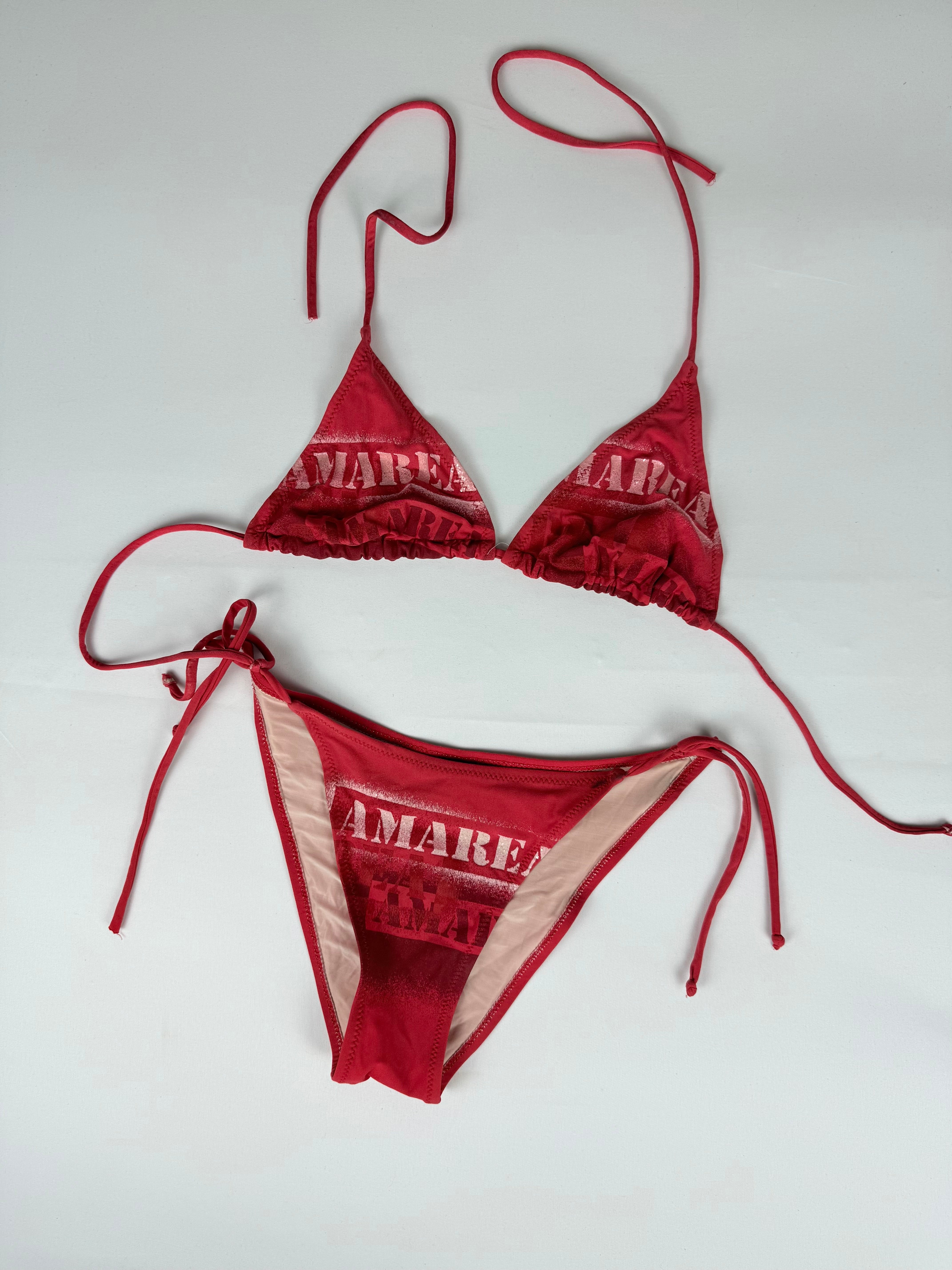 Red graphic low rise bikini set (L)