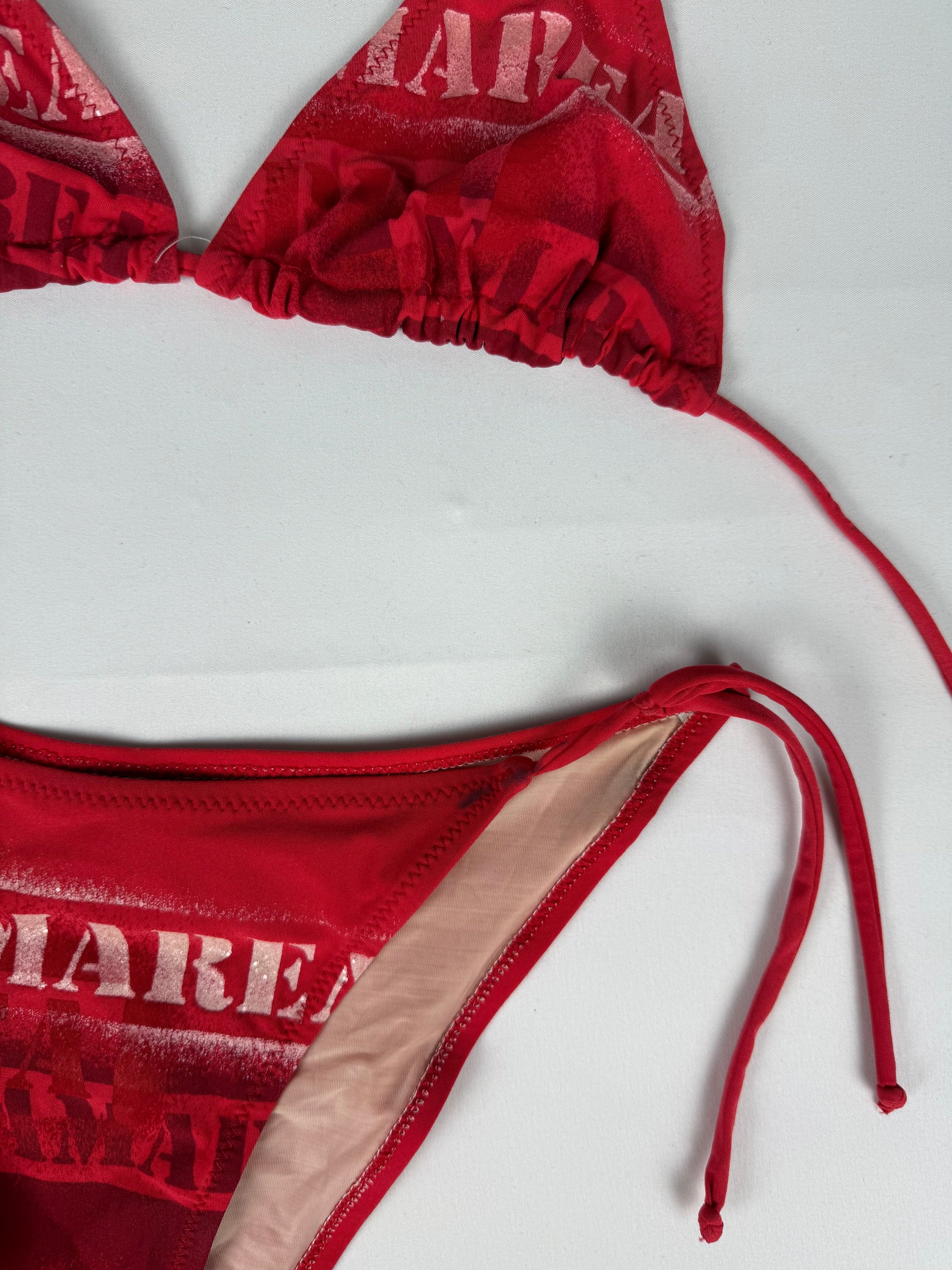 Red graphic low rise bikini set (L)