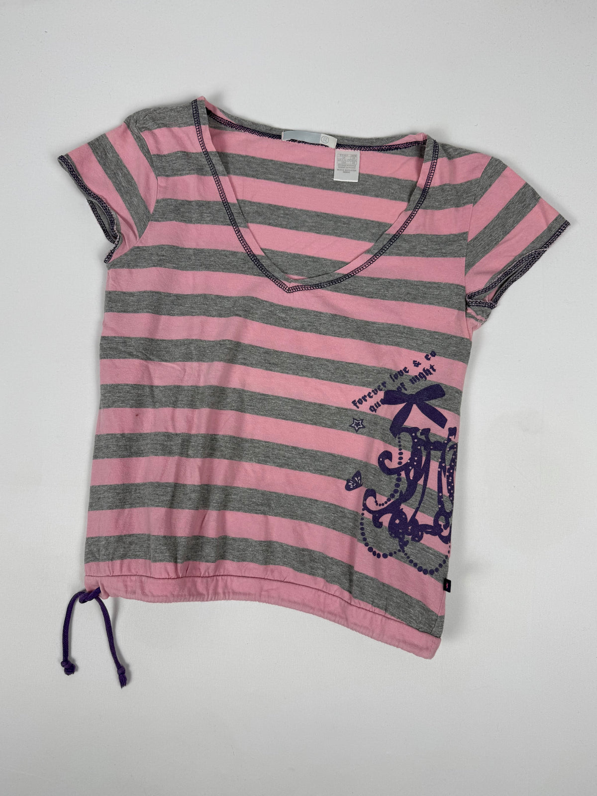 Baby pink striped cotton tee (S)