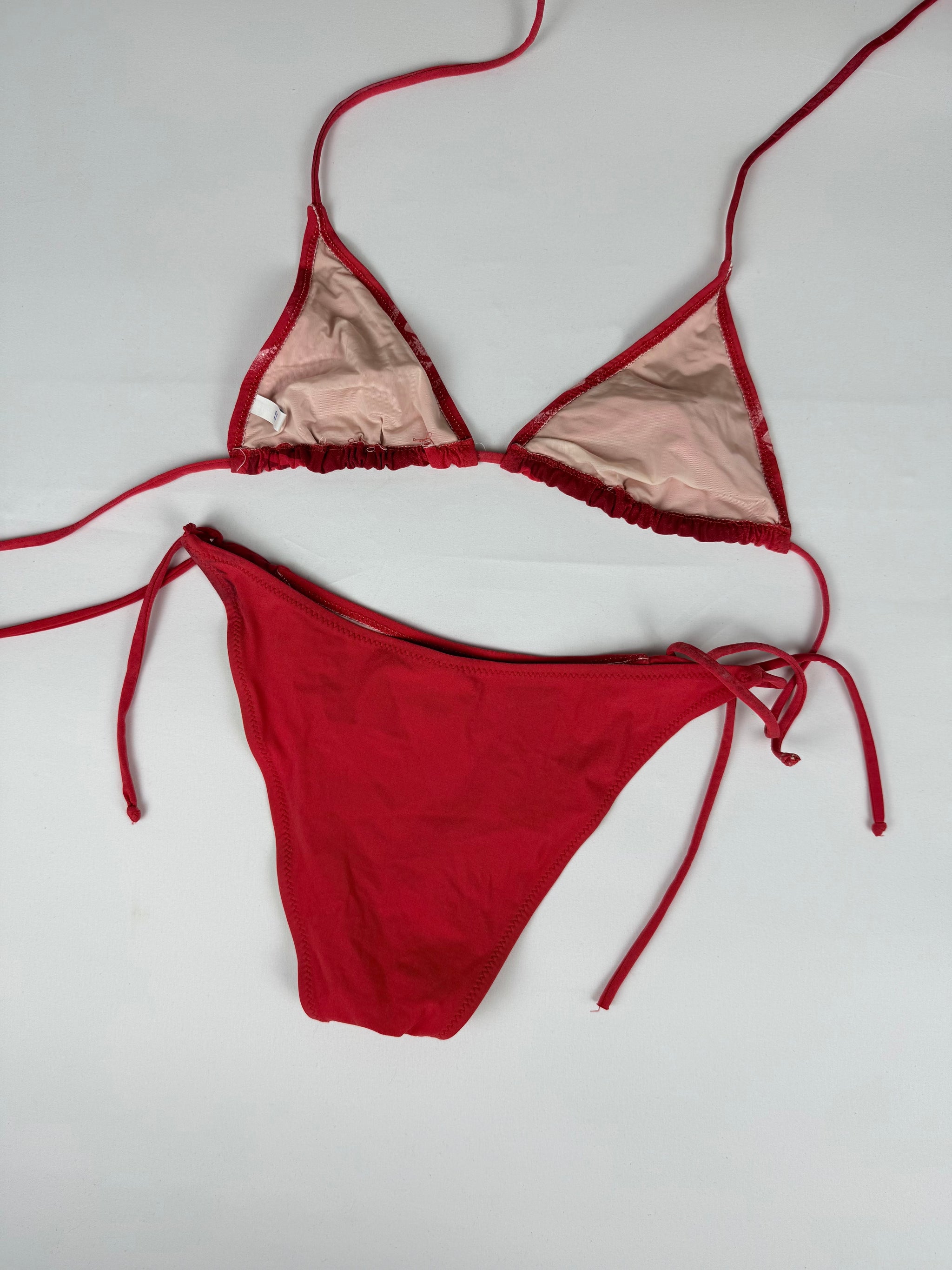Red graphic low rise bikini set (L)